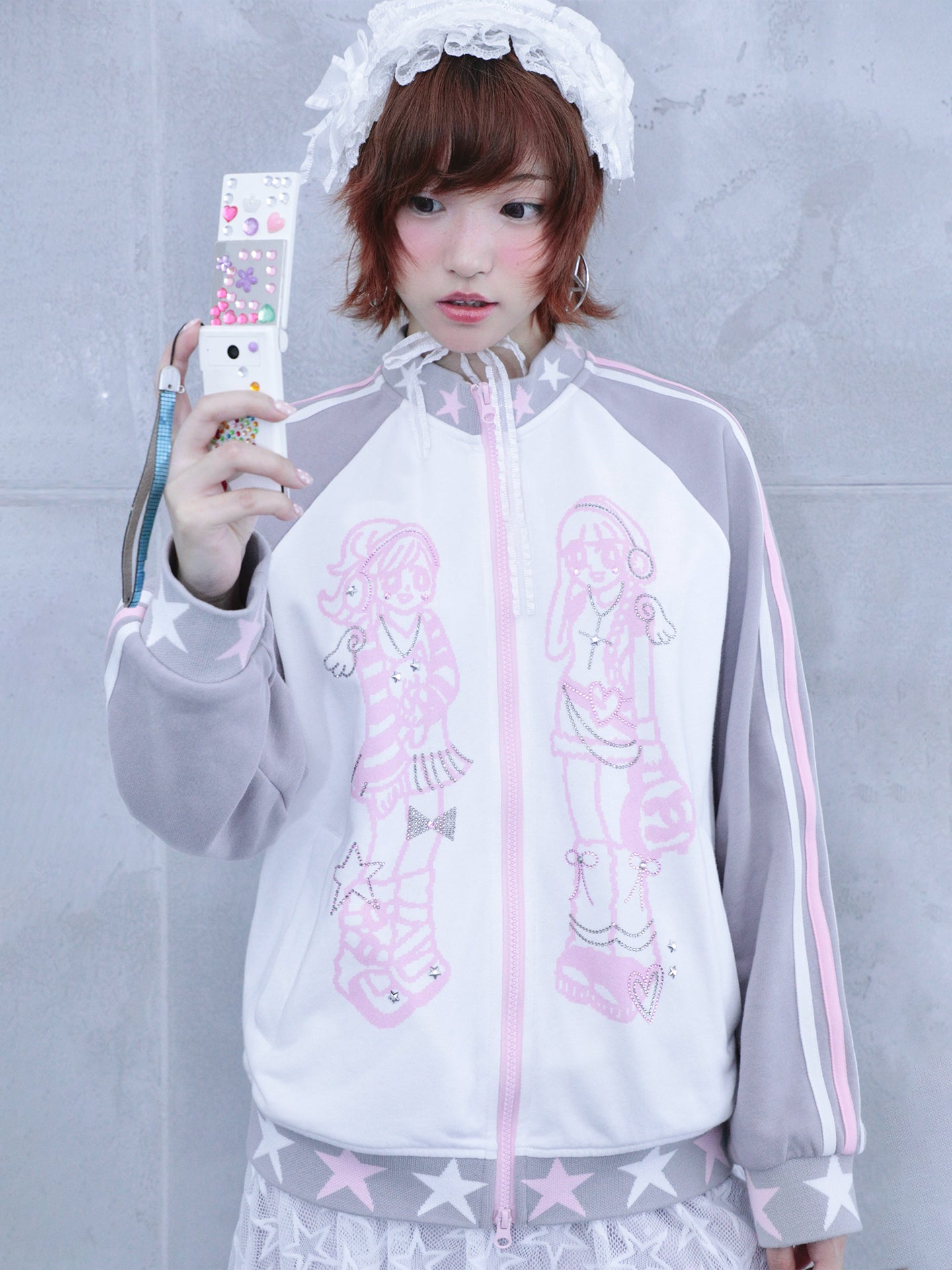 Kawaii Rhinestone Twin-Star Jacket - Hashtag DDD by Land Decora