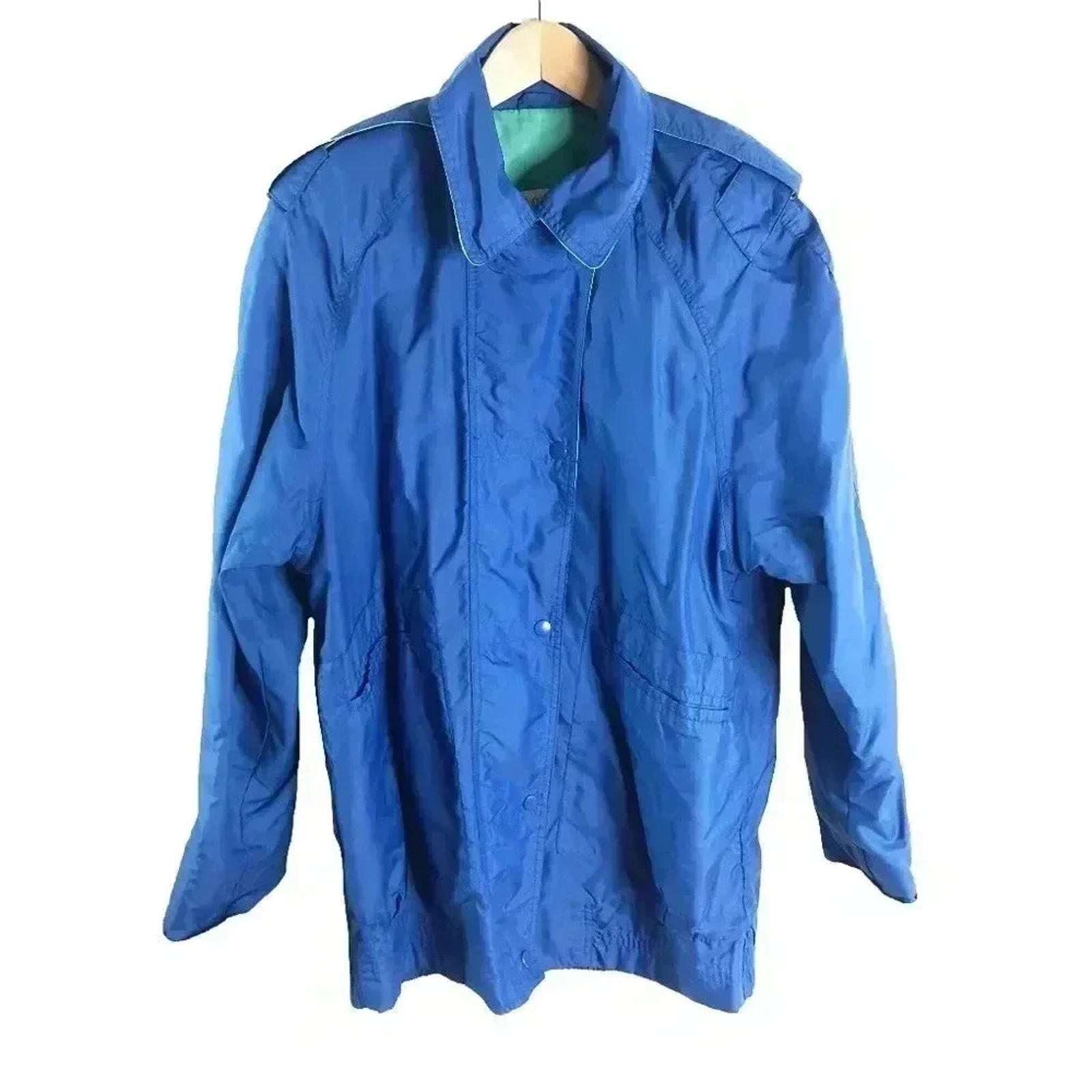 Vintage 80s London Towne Blue Rain Jacket Windbreaker Women's Size M by Hot Girl Secondhand