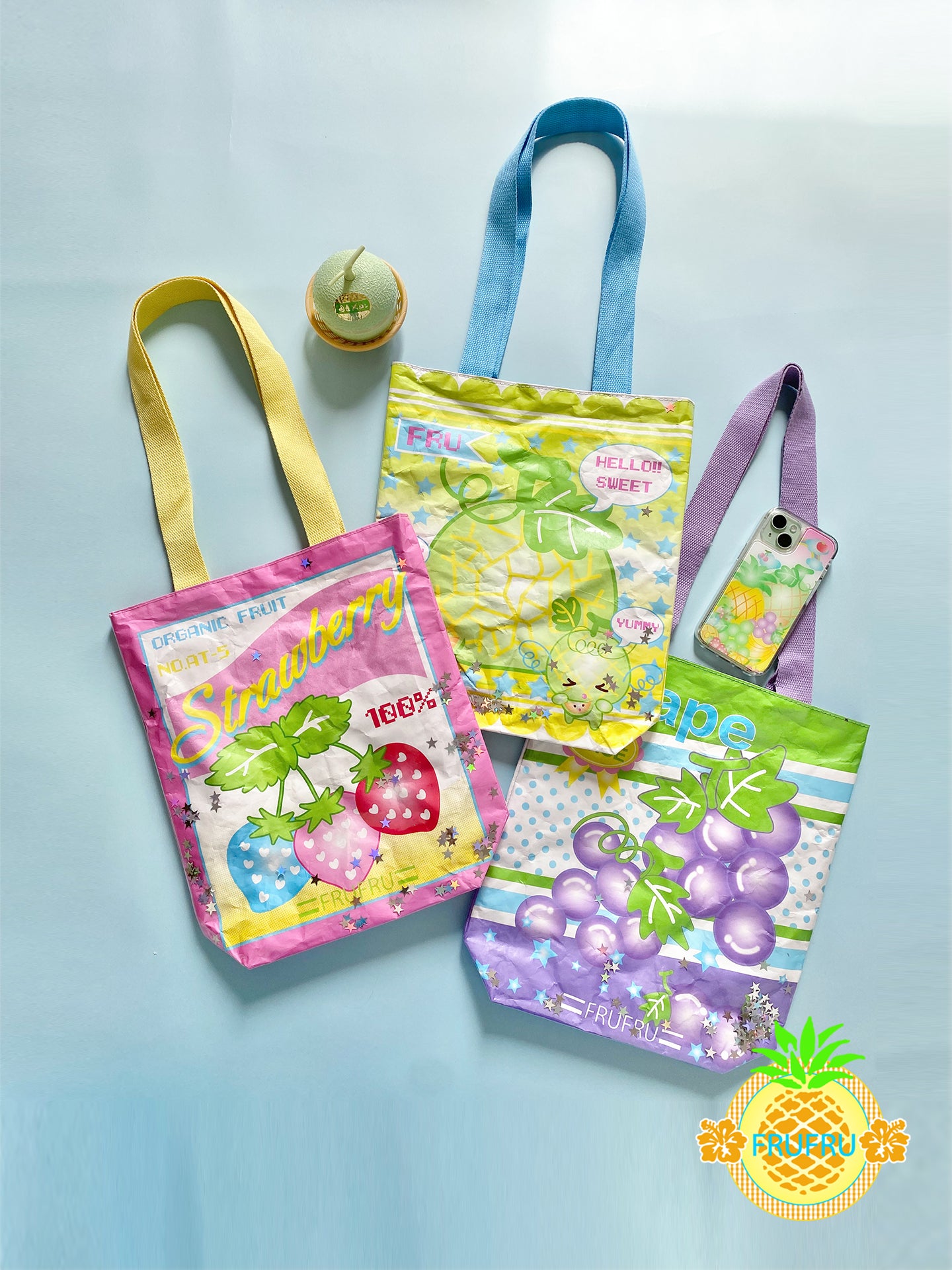 Frufru Japanese-Style Shoulder Bag | Colorful Fruit Print Bag by Land Decora