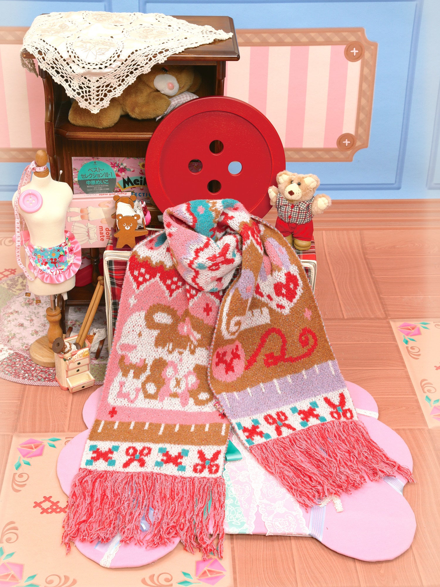 Decora Bunny Knit Fringe Scarf - Lutra Jump by Land Decora