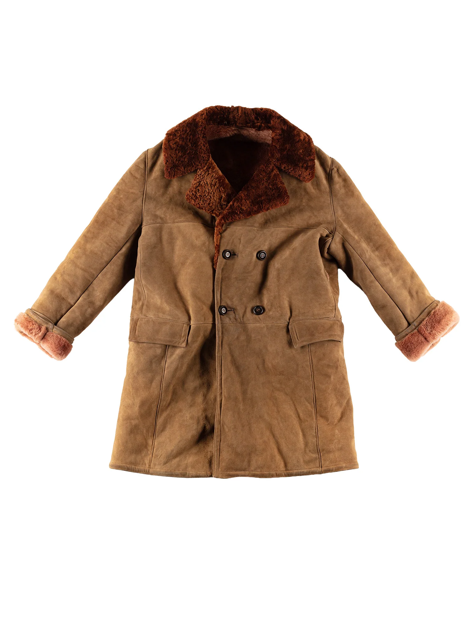 Vintage 70's Men Sheepskin Coat in Brown by Northern Grip