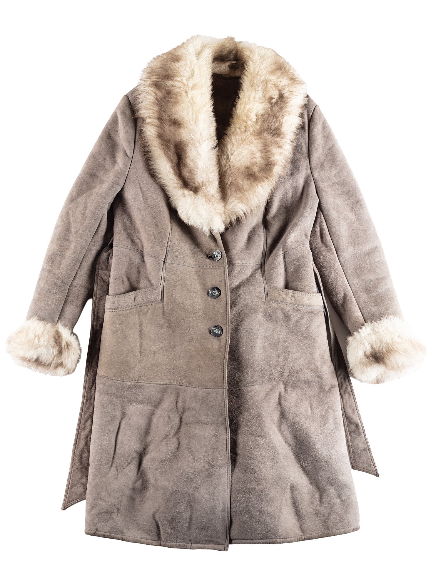 Vintage 70's Women Penny Lane Sheepskin Coat in Gray by Northern Grip