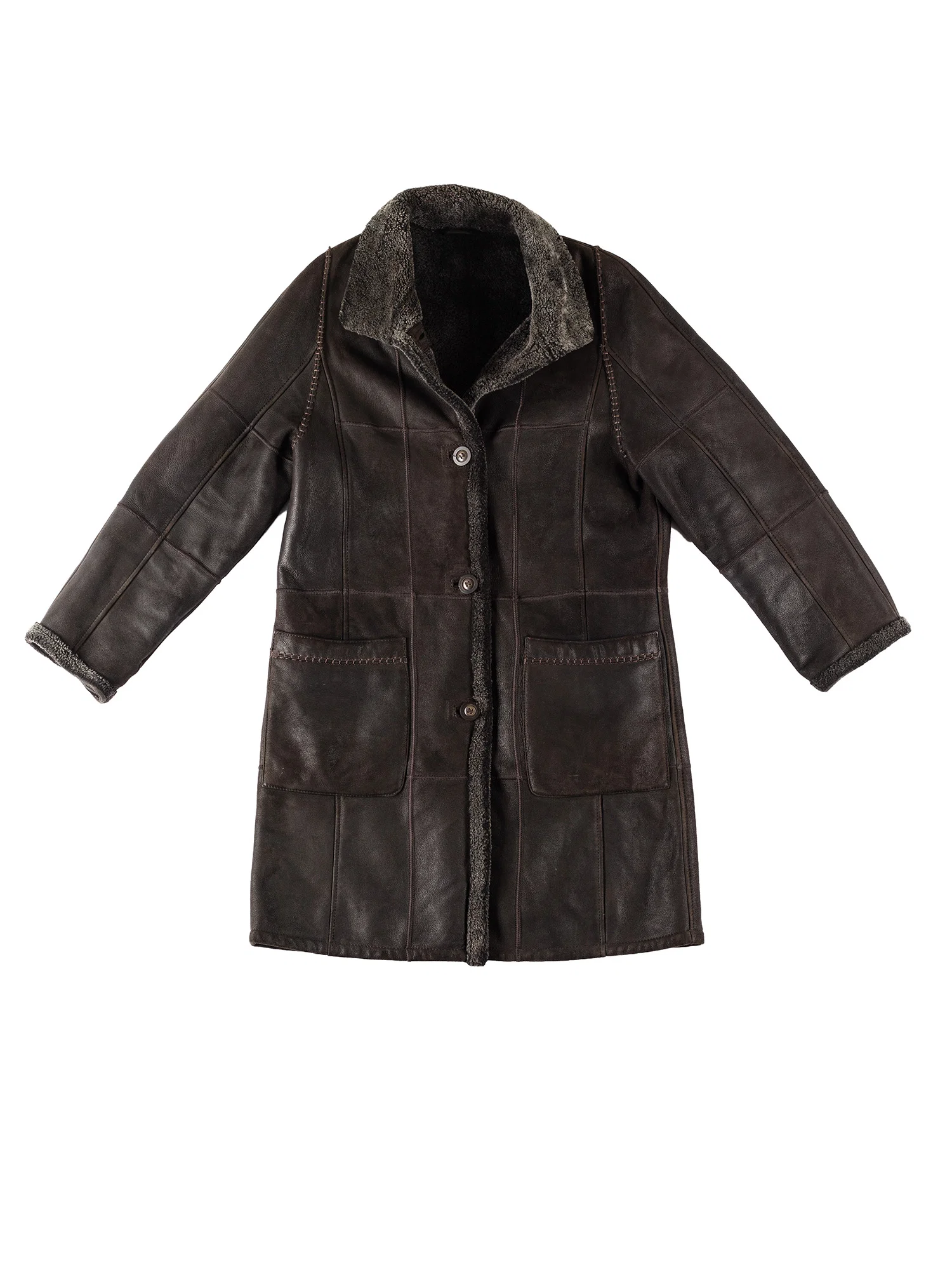 Vintage 80's Women Sheepskin Coat in Brown by Northern Grip