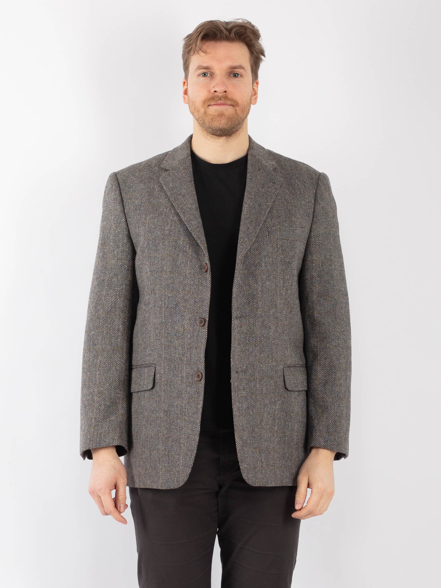 Vintage 80's Men Wool Blazer Jacket in Gray by Northern Grip