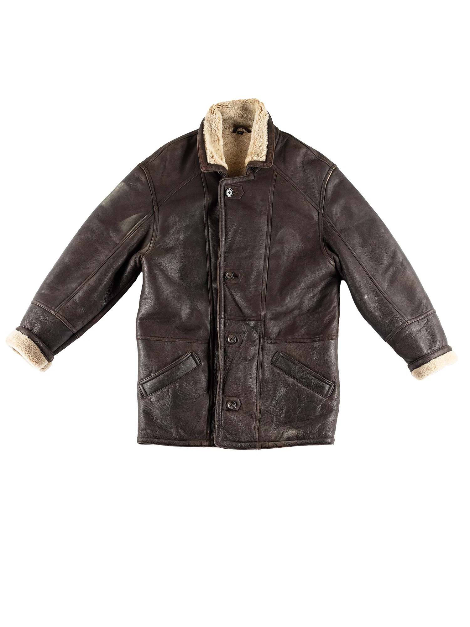 Vintage 80's Men Sheepskin Coat in Brown by Northern Grip
