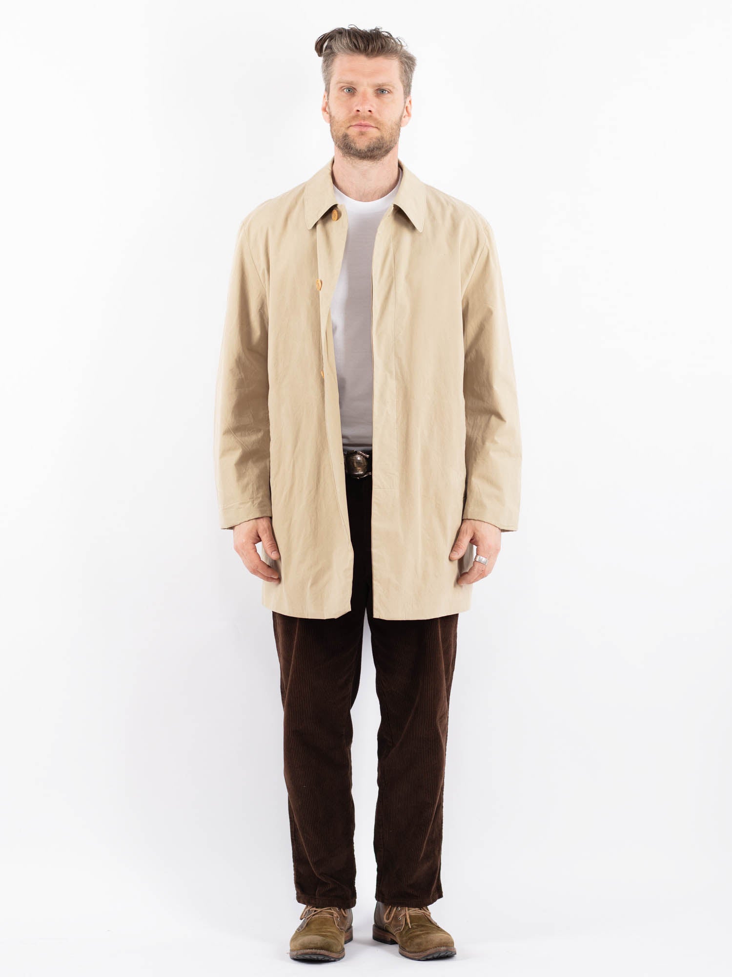 Vintage 90's Men Trench Coat in Beige by Northern Grip
