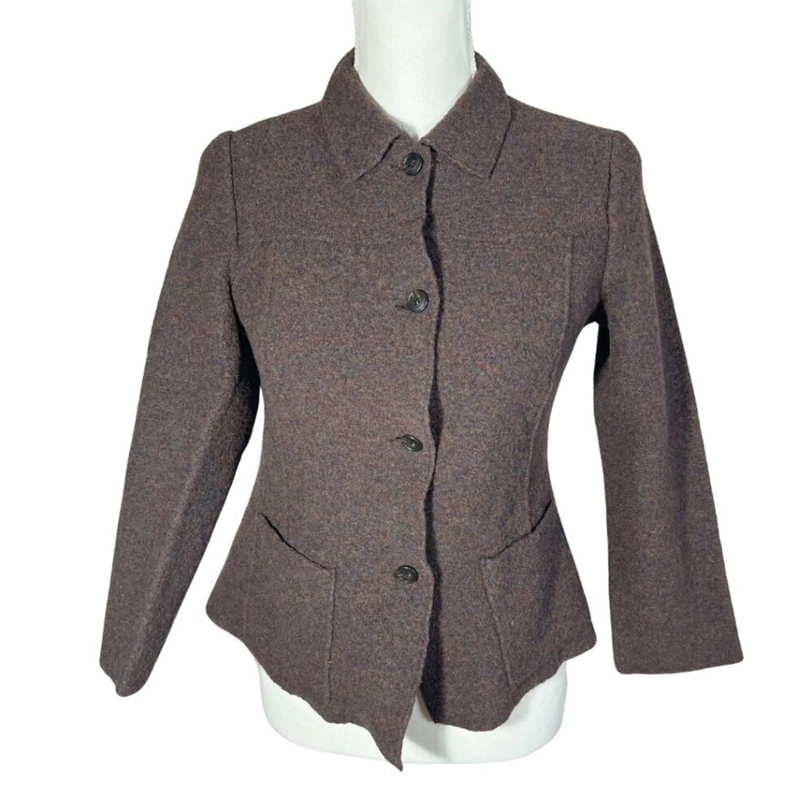 100% Wool Land's End Brown Button Up Jacket Blazer Coat Old Money Size by Hot Girl Secondhand