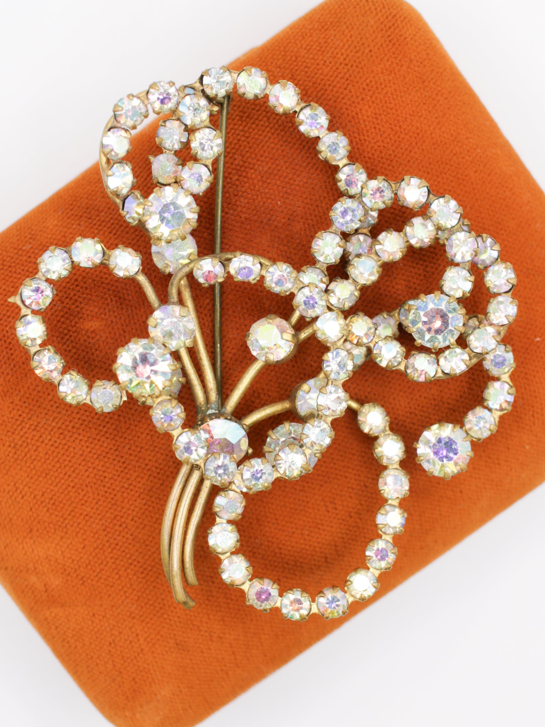 Vintage 50's Aurora Borealis Rhinestone Spray Brooch by Northern Grip