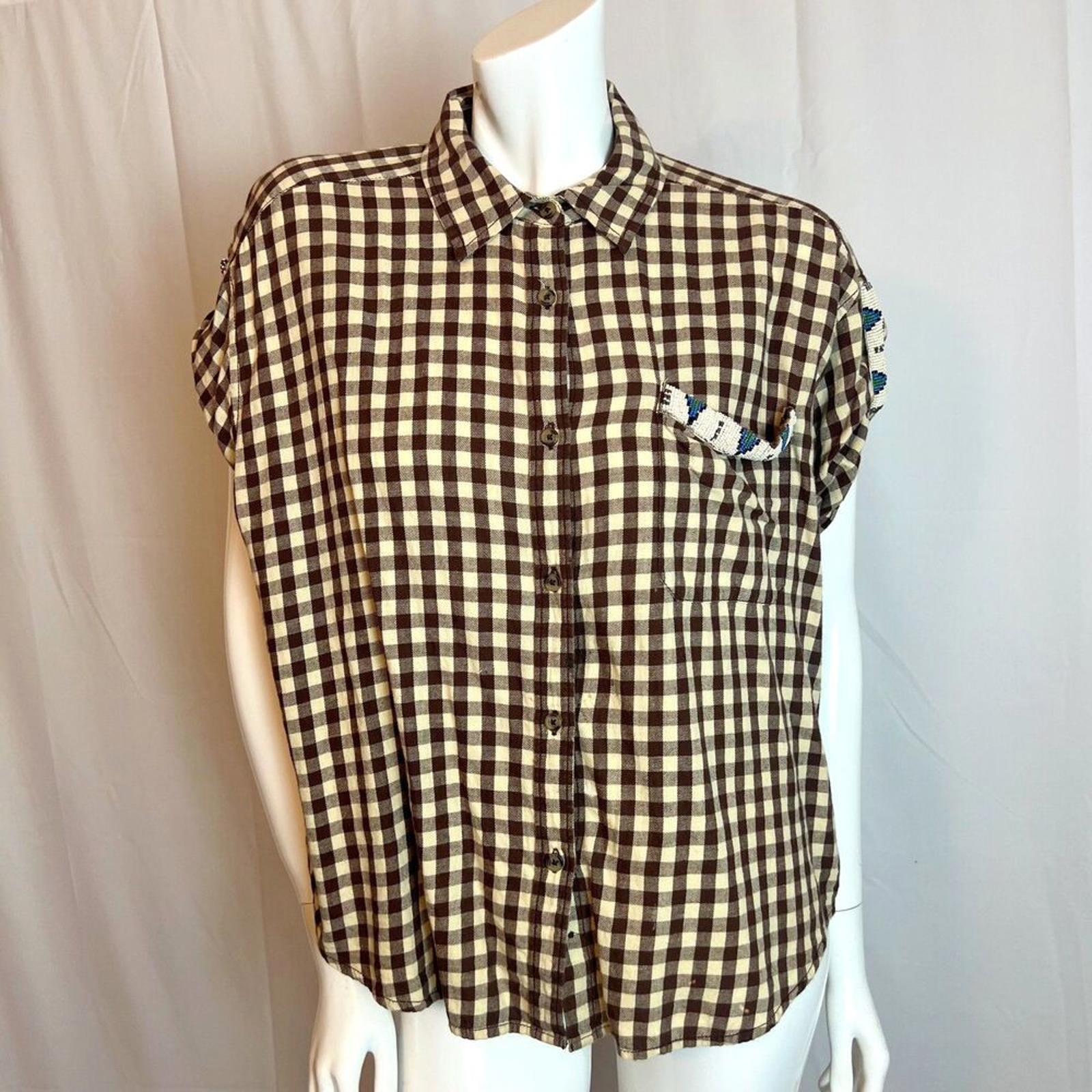 Vintage Ralph Lauren Denim & Supply Gingham Blouse Beaded Women's Size by Hot Girl Secondhand