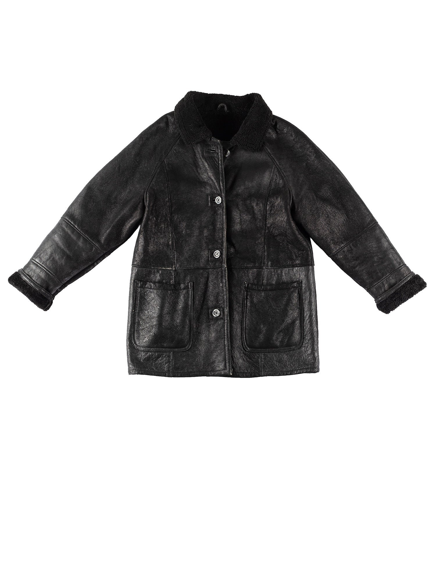 Vintage 90's Women Sheepskin Coat in Black by Northern Grip
