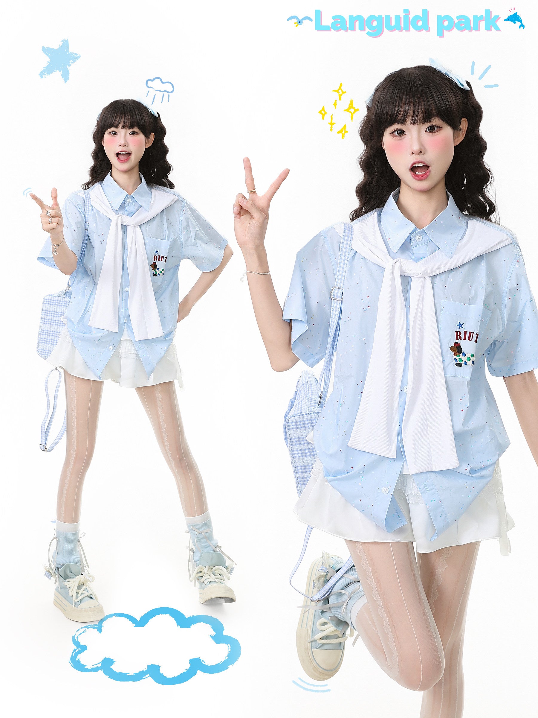 Y2K Puppy Polo Shirt - Languid Park by Land Decora