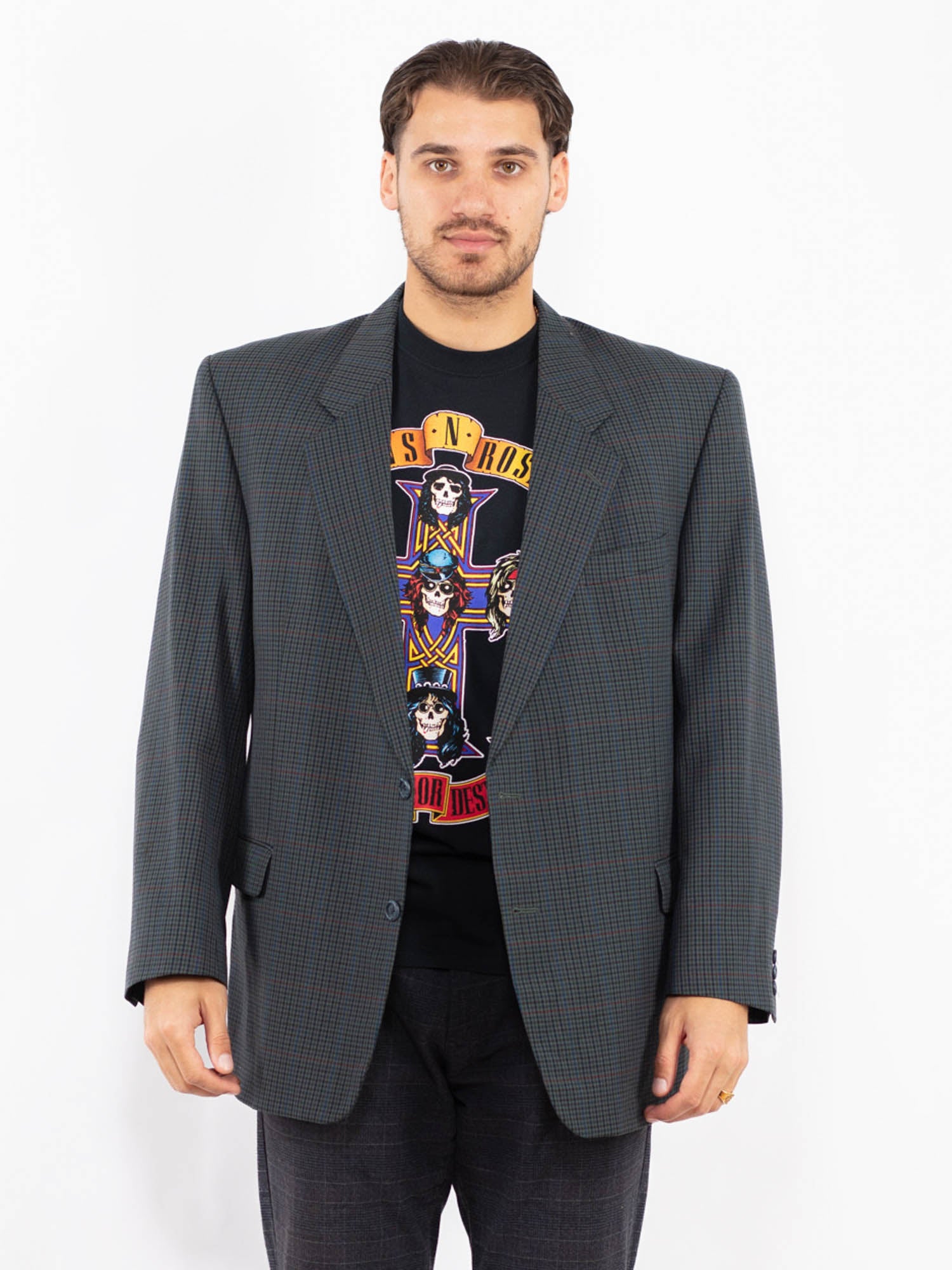 Vintage 70's Men Wool Blend Blazer Jacket in Blue by Northern Grip