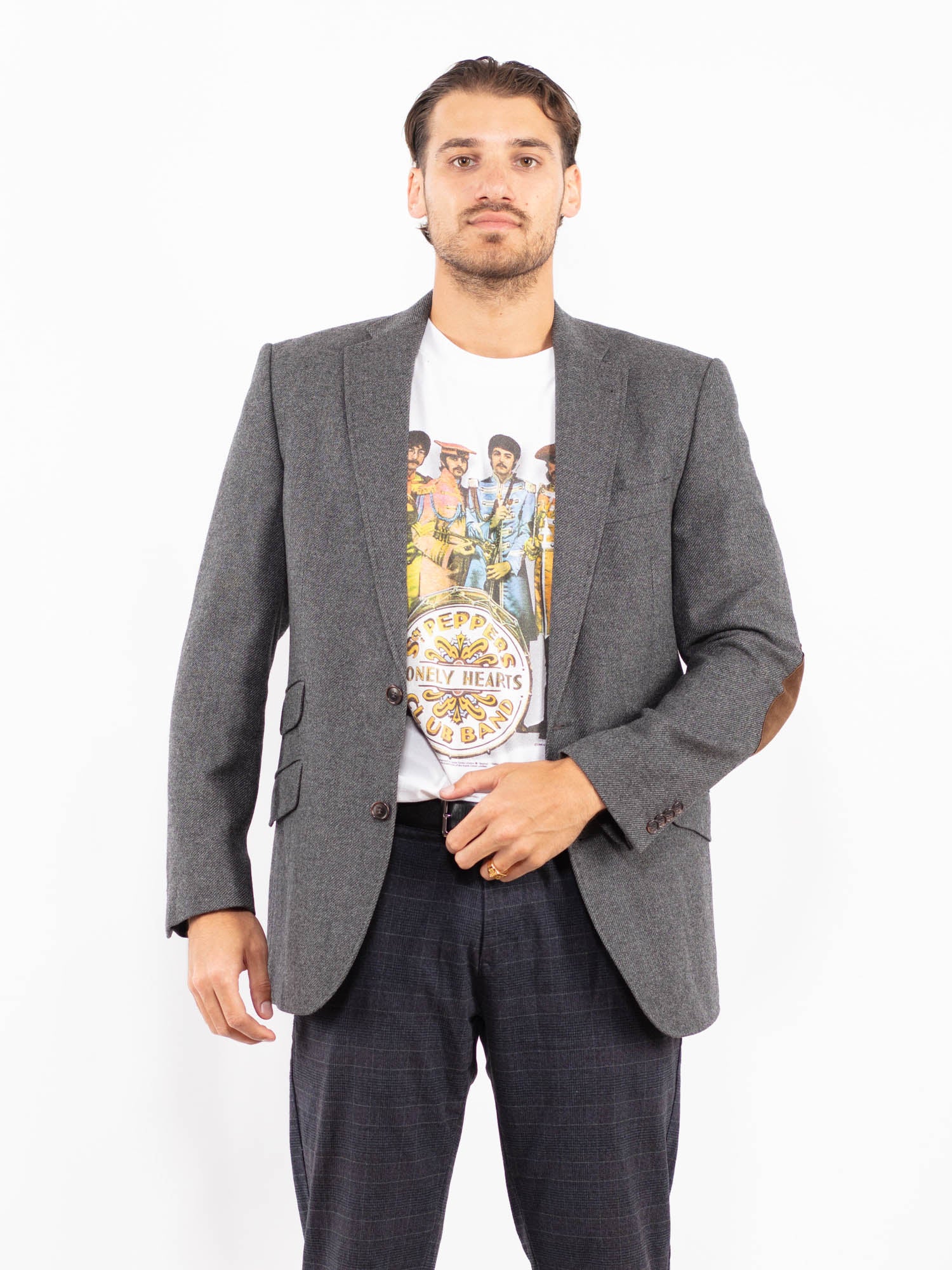 Vintage 90's Men Wool Blazer Jacket in Gray by Northern Grip