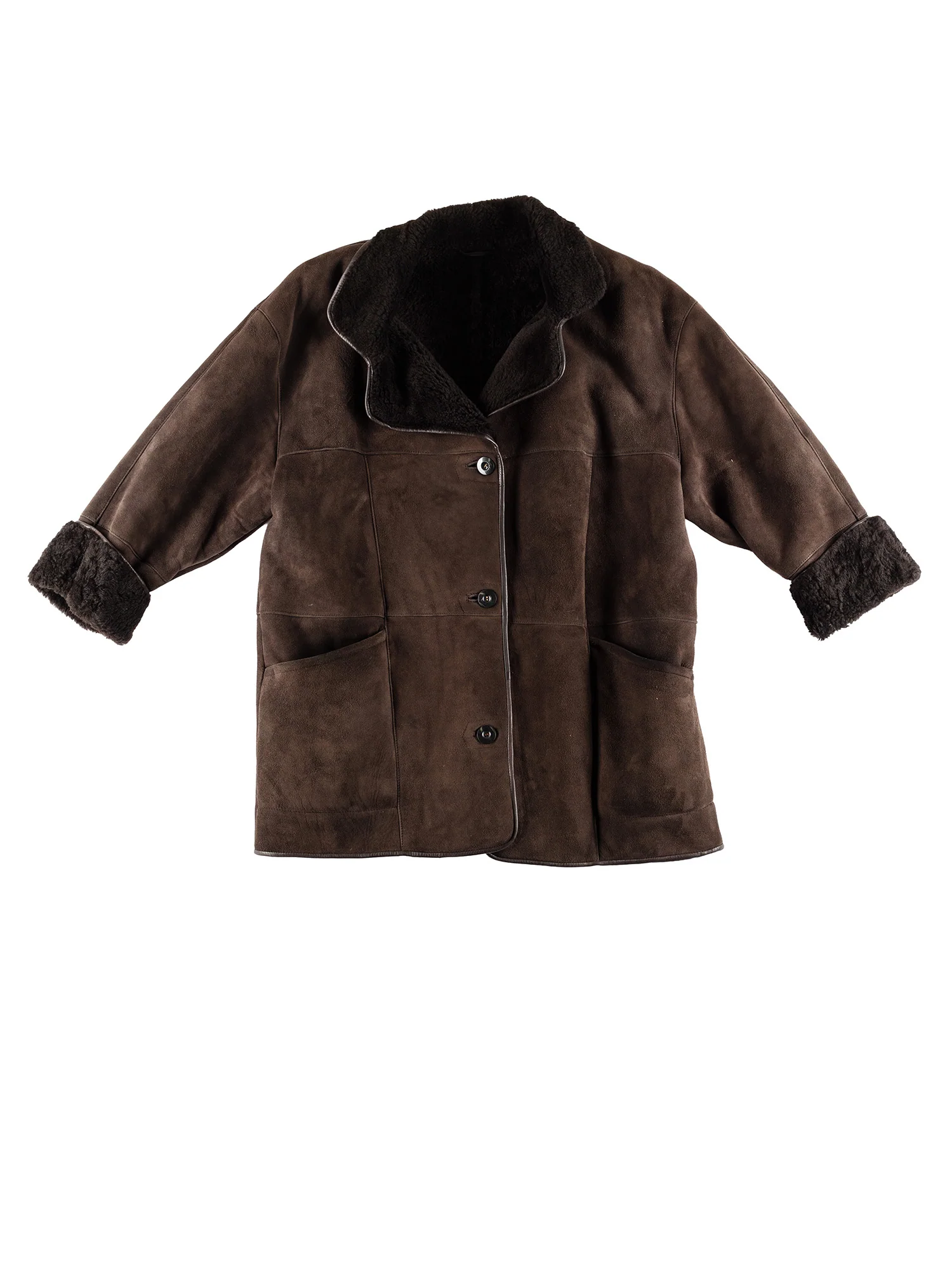 Vintage 80's Women Sheepskin Coat in Brown by Northern Grip