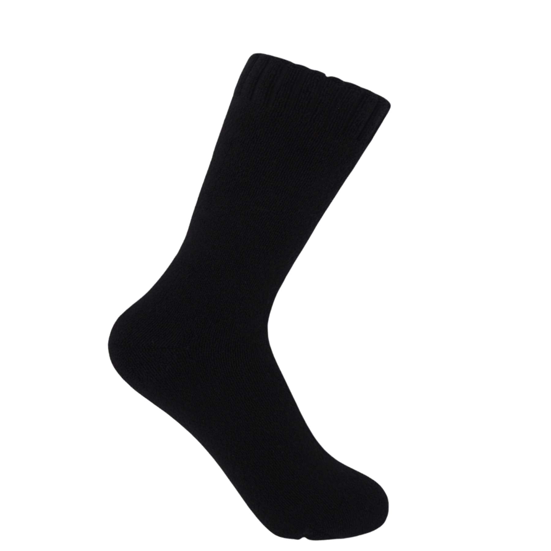 Ribbed Cuff Women's Bed Socks - Black by Peper Harow