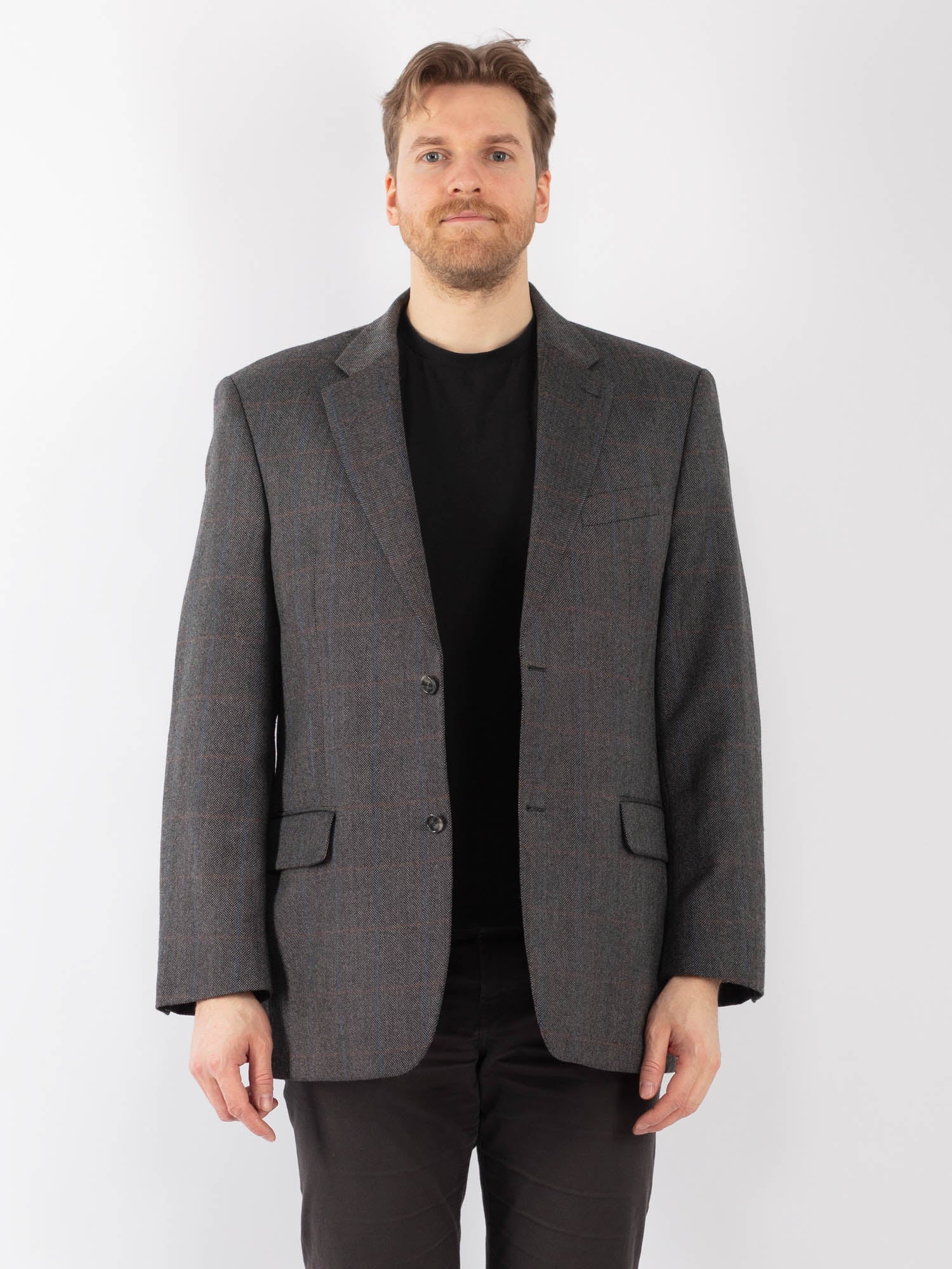 Vintage 00's Men Wool Blazer Jacket in Gray by Northern Grip