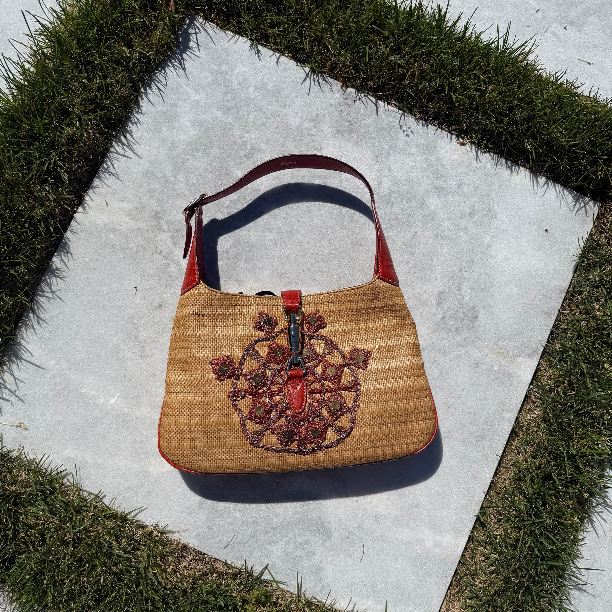 Gucci Limited Edition Jackie Embroidered Raffia Hobo by The Vintage New Yorker
