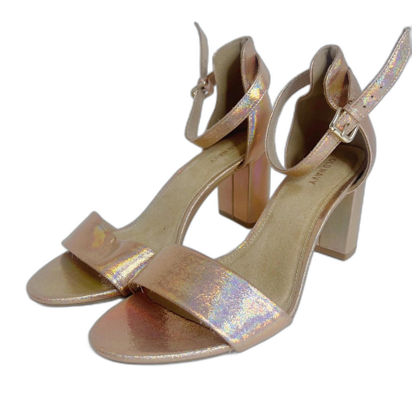 NWOT Old Navy Rose Gold Metallic Block Heel Sandals Pumps Size 9.5 by Hot Girl Secondhand