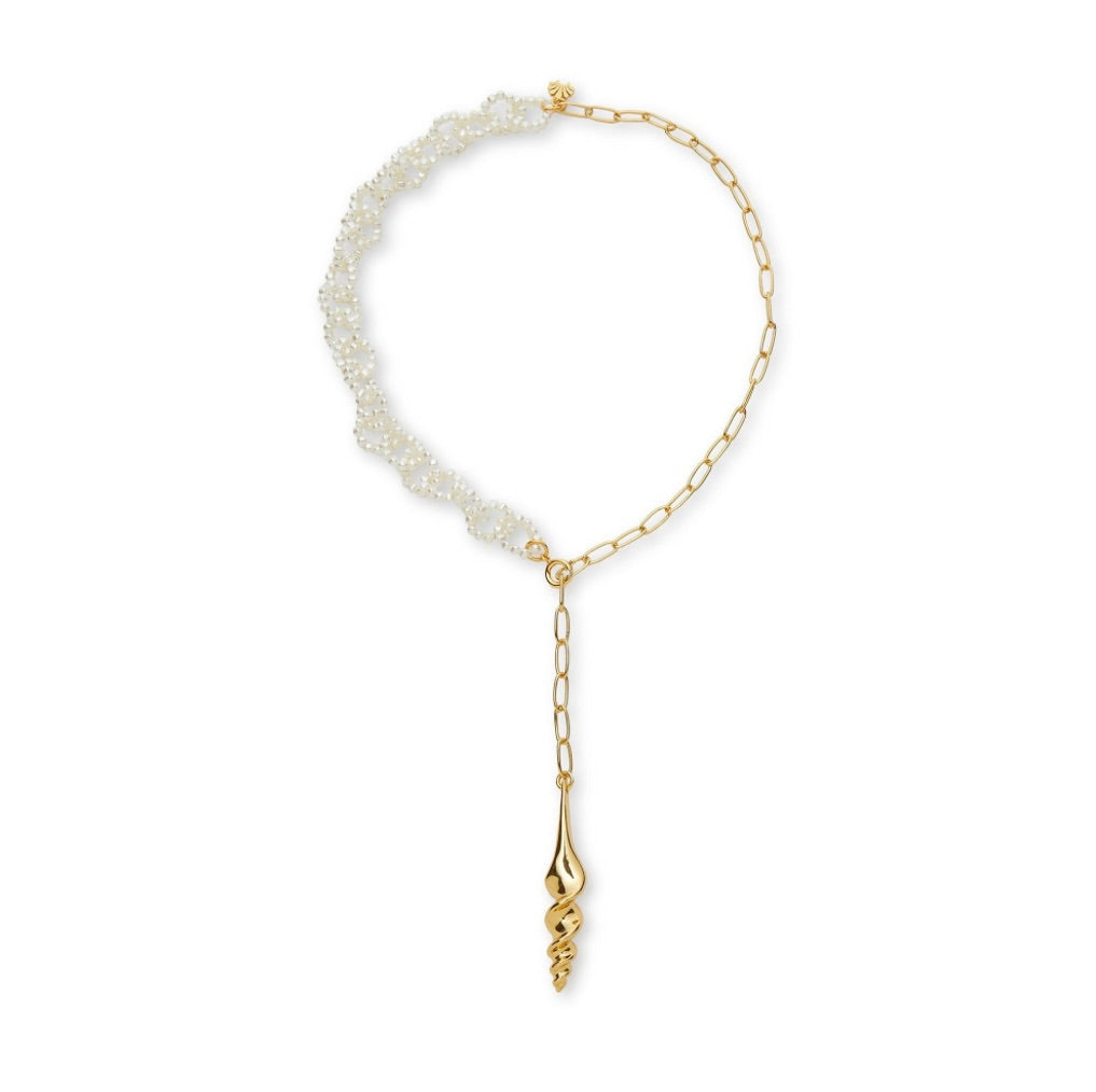 Gold Turritella Lariat Necklace by Sierra Deene