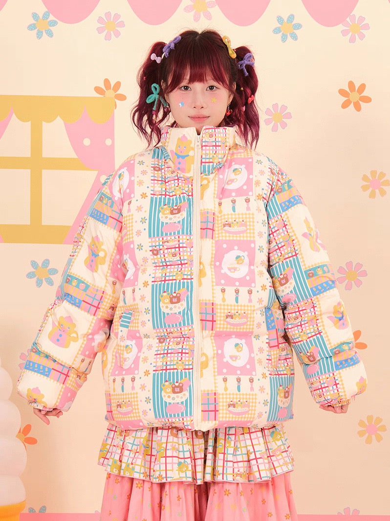 Kawaii White Duck Down Puffer Coat - NIKKOU by Land Decora
