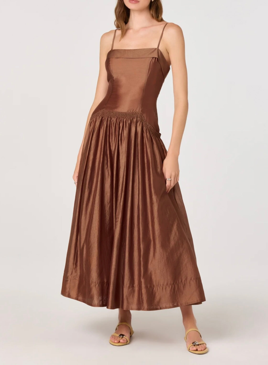 ASTR The Label Ovina Smocked Drop-Waist Maxi Dress by Sierra Deene