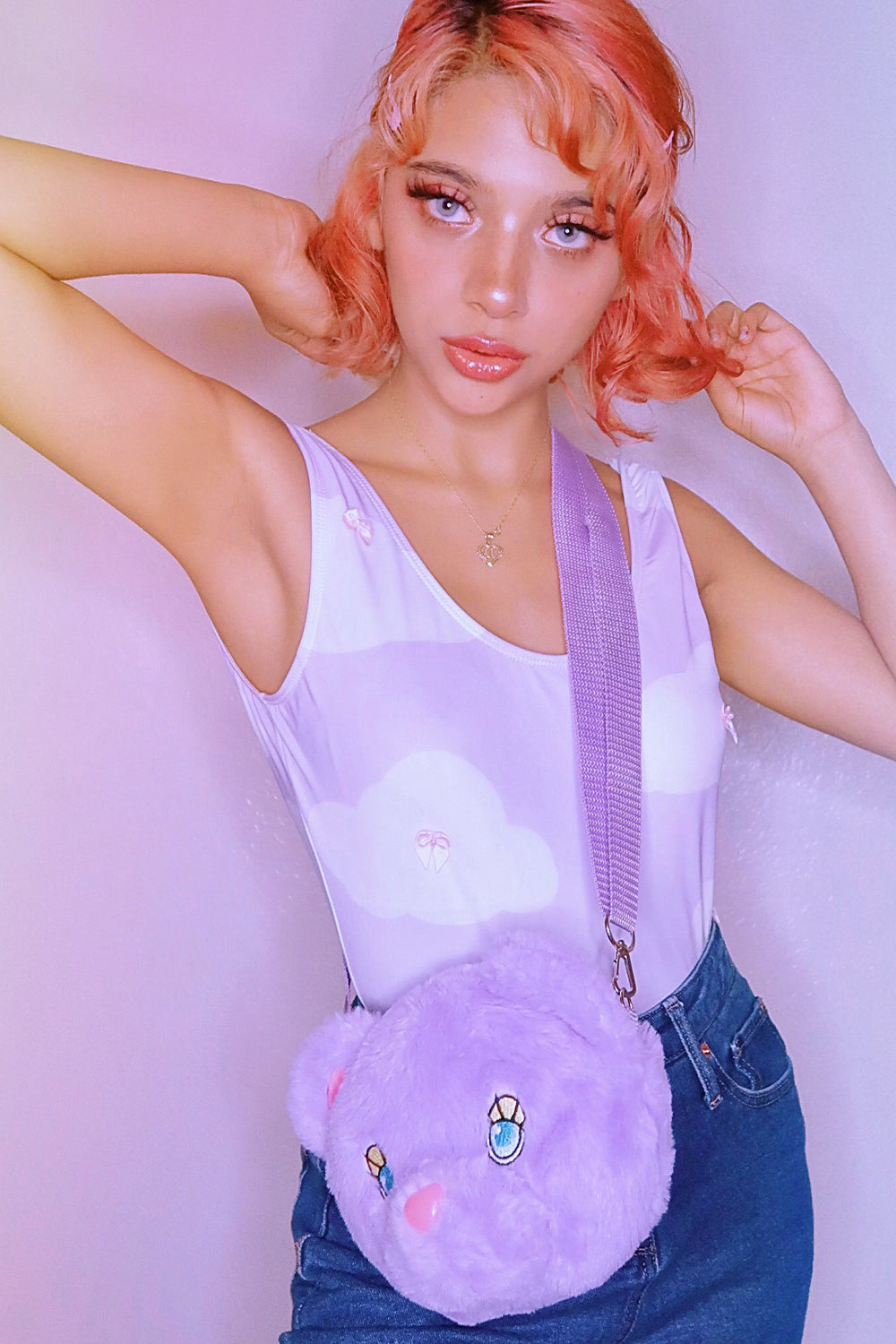 Sleepy Lilac Bear Adjustable Bag by Miss Candyholic