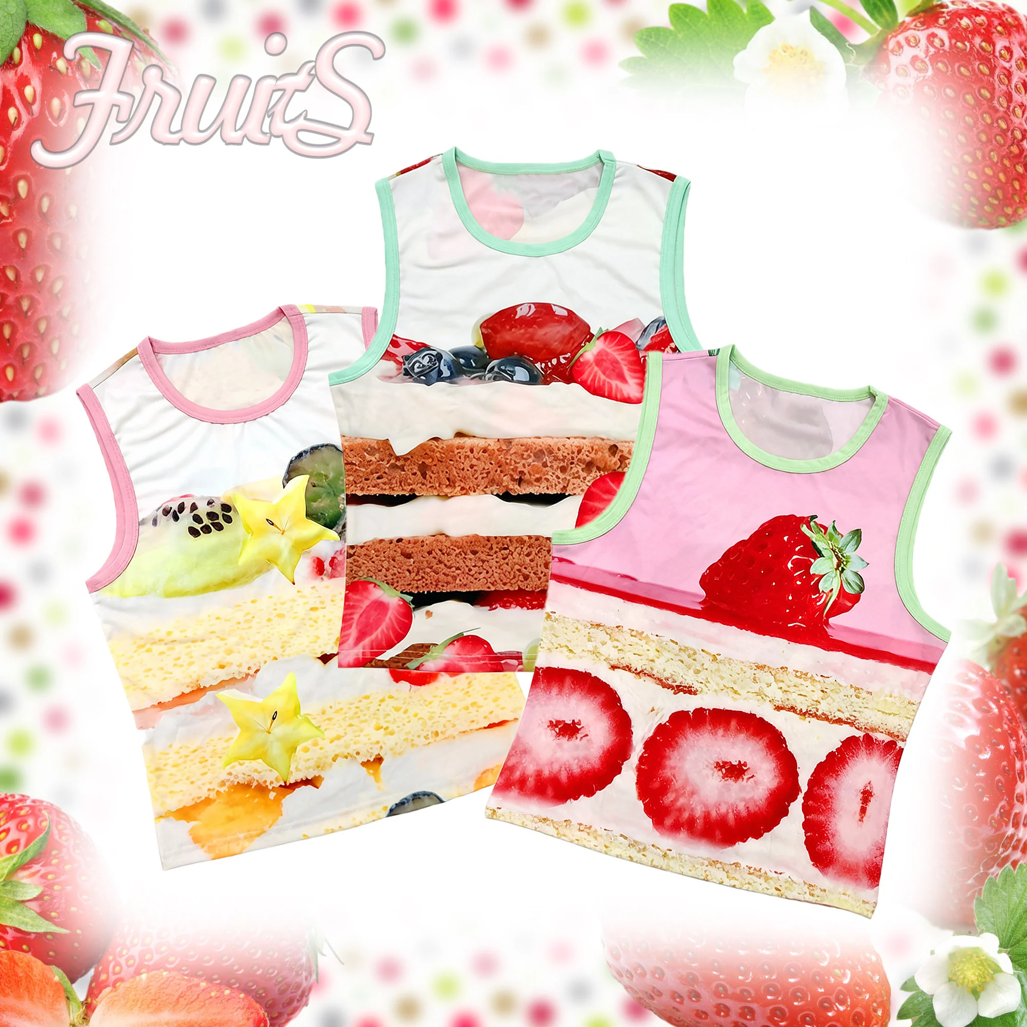 Kawaii Strawberry Tank Top - FRUITS by Land Decora