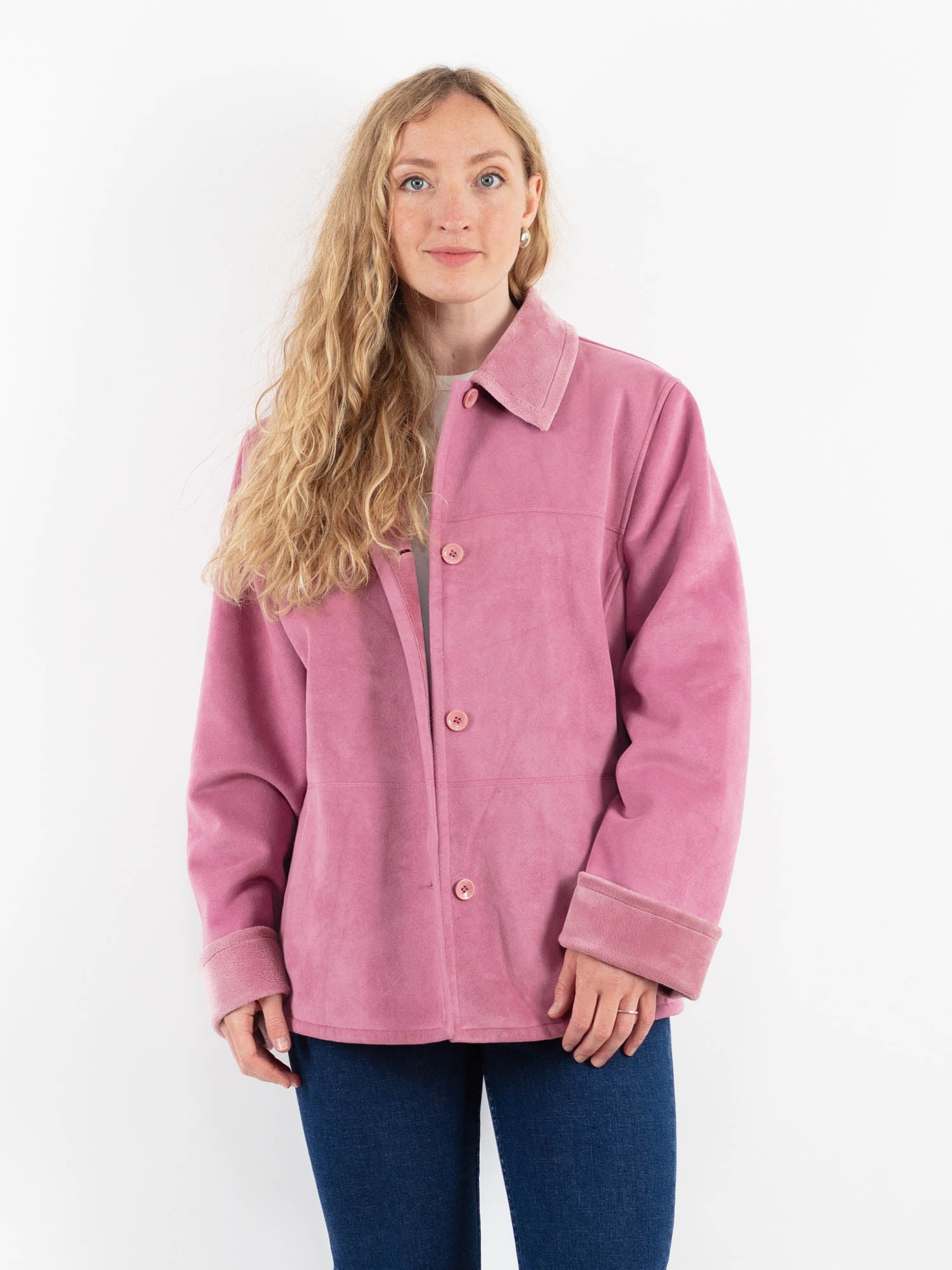 Vintage 00's Women Faux Sheepskin Jacket in Pink by Northern Grip
