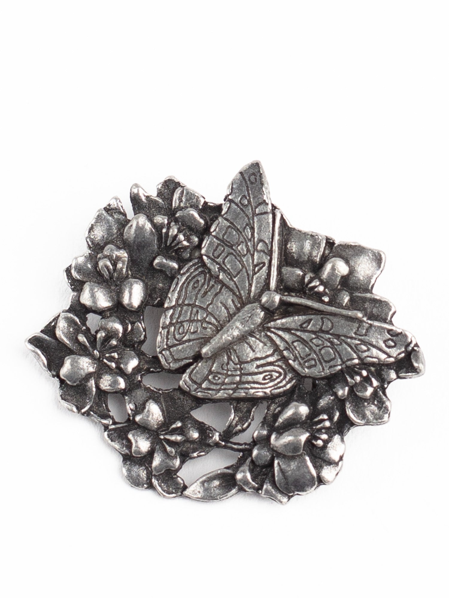 1998 Limited Edition Butterfly & Flowers Brooch by Burns & Brooks in Silver-Tone by Northern Grip