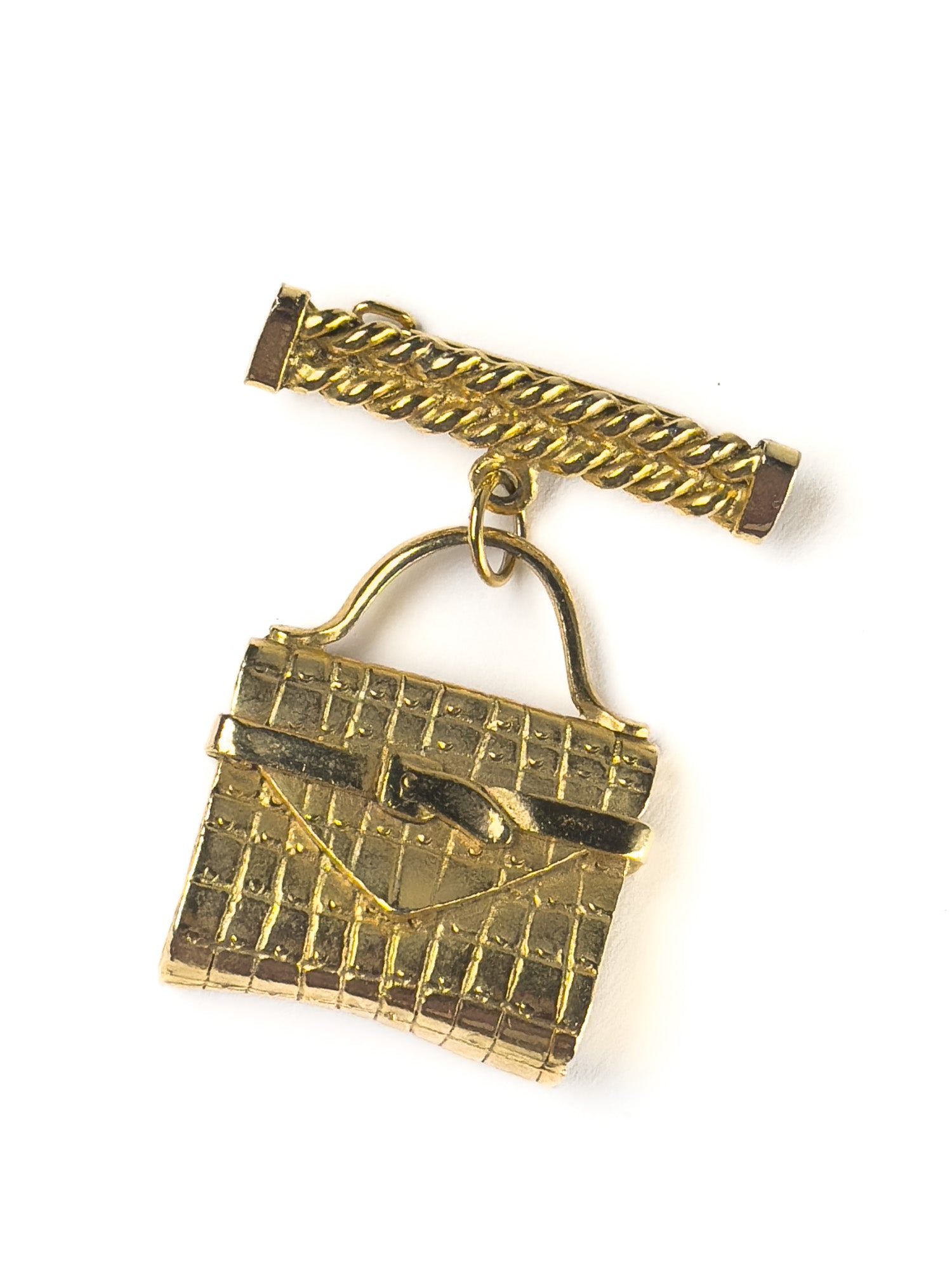 Vintage Gold-Tone Handbag Brooch Textured Purse Charm Pin 1980s Fashion Accessory by Northern Grip