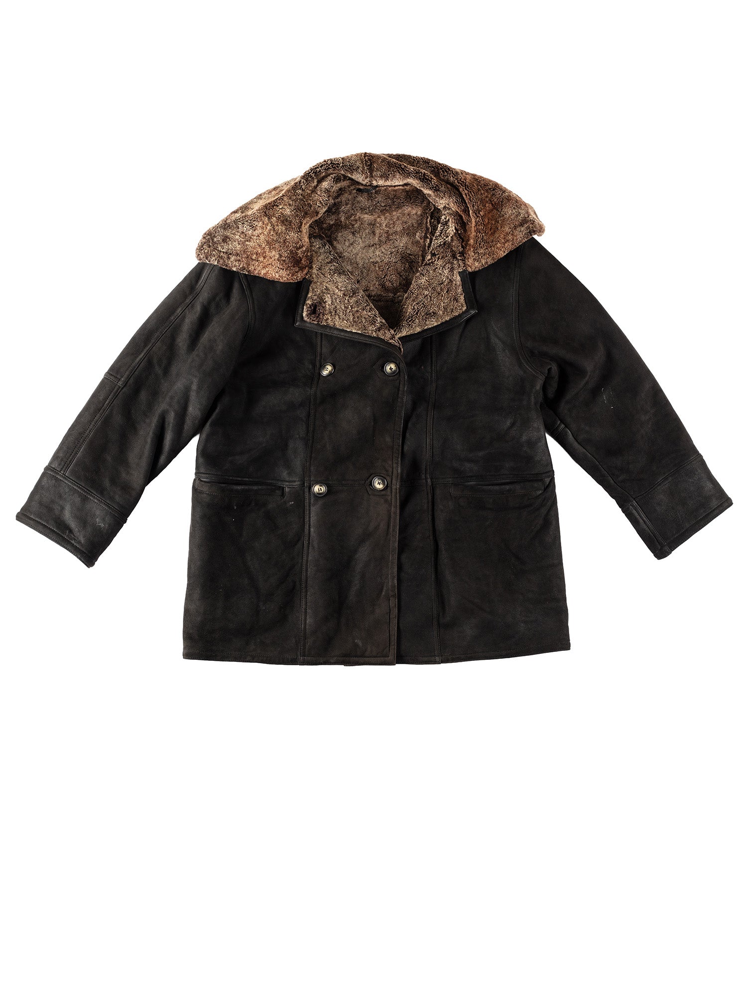 Vintage Women Sheepskin Coat in Black by Northern Grip