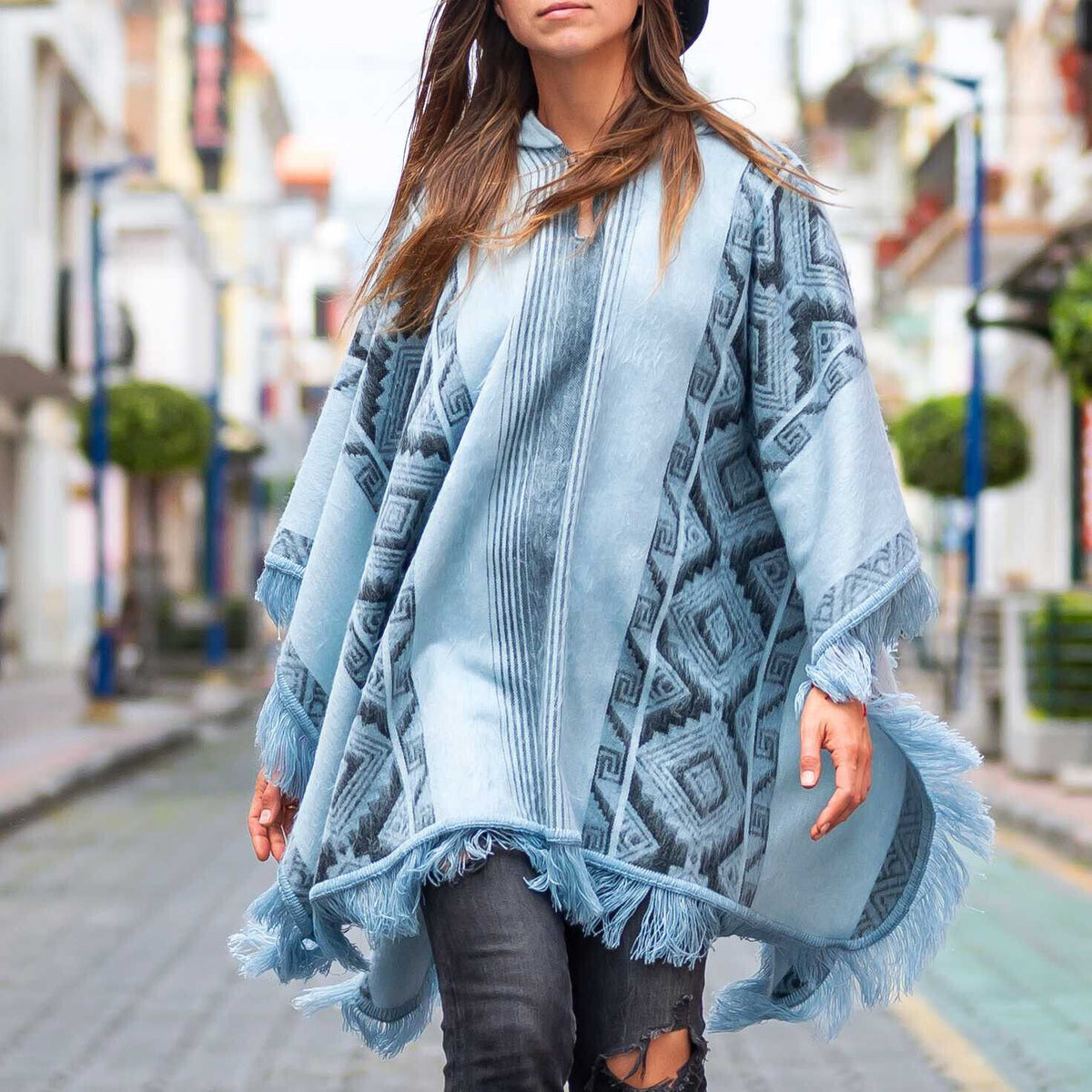 Premium Handcrafted Baby Alpaca Hooded Poncho by ECUALAMA