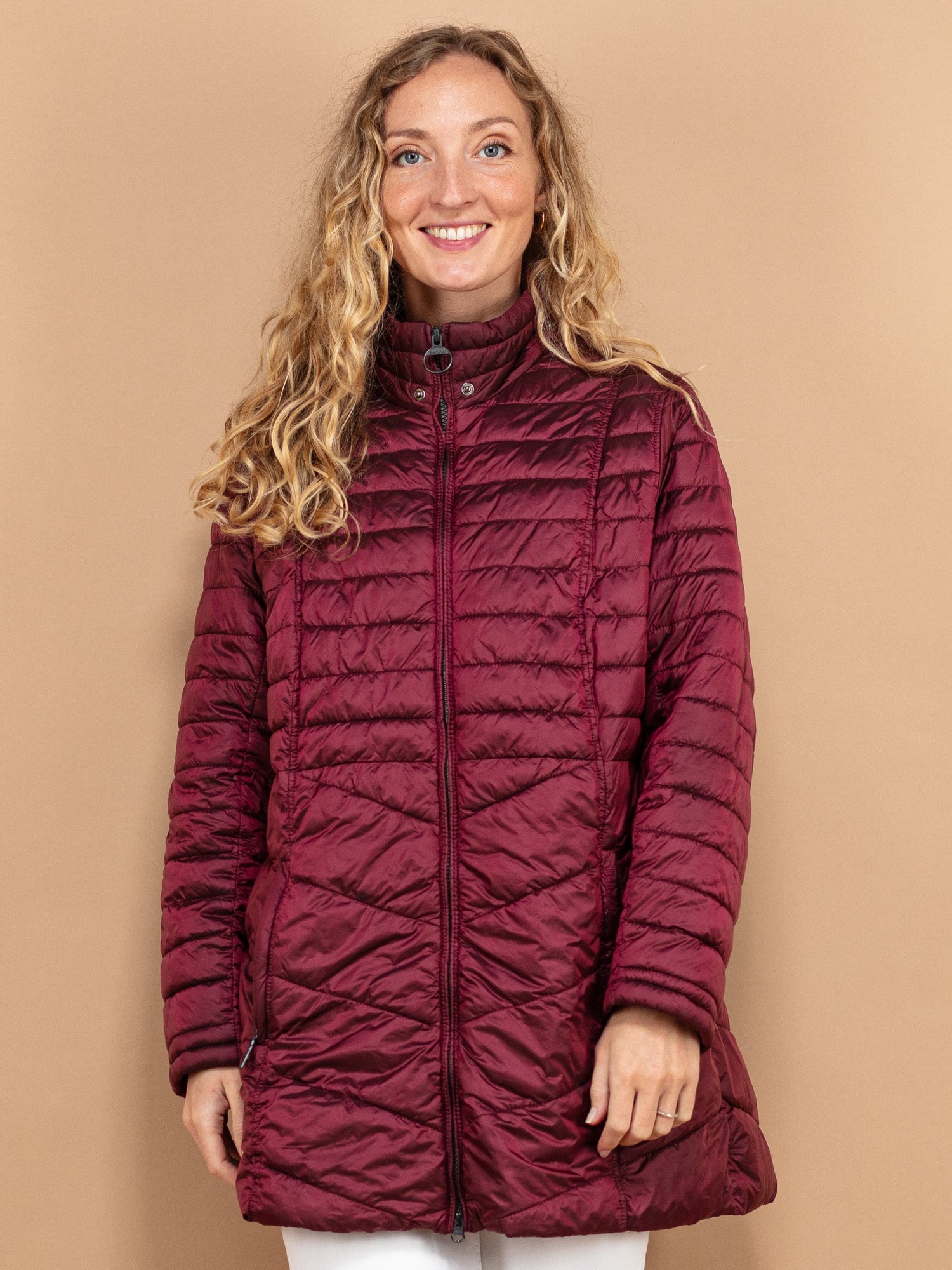 Vintage 00's Women Barbour Linton Quilt Jacket in Maroon by Northern Grip