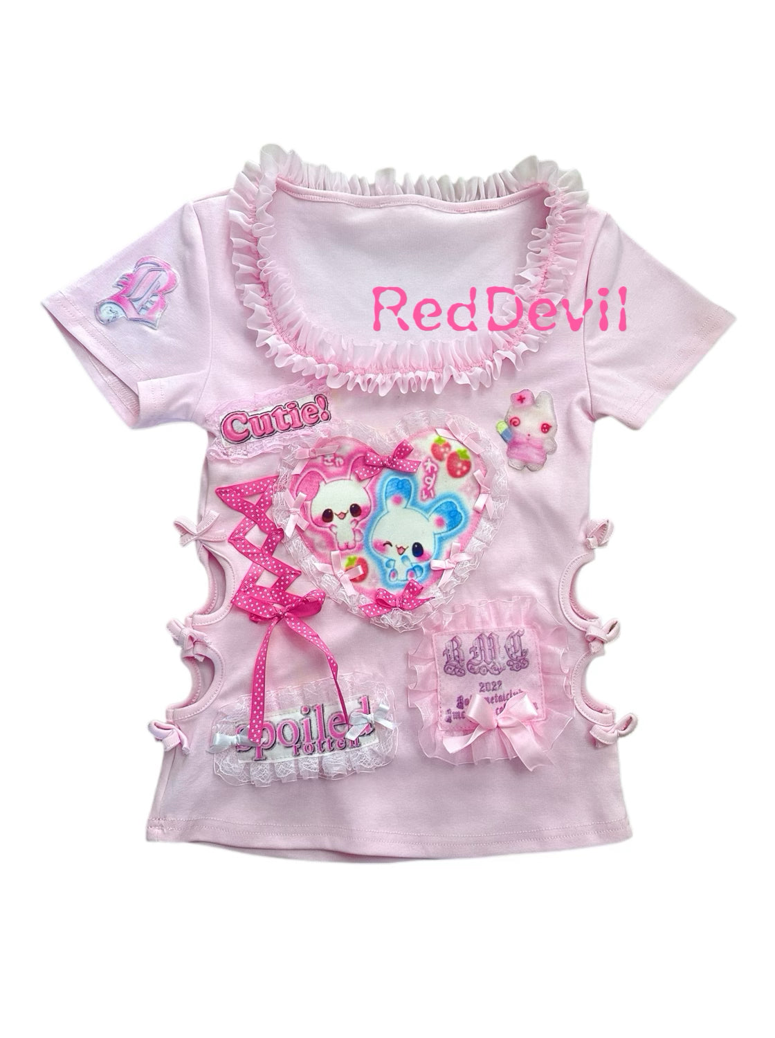 RedDevil Millennial T-shirt Pink Bunny T-shirt Cute Sleeveless T-shirt by Land Decora