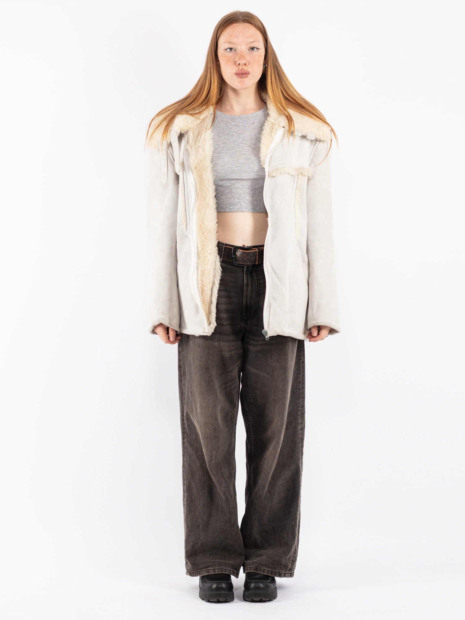 Vintage 70's Women Sheepskin Coat in Beige by Northern Grip