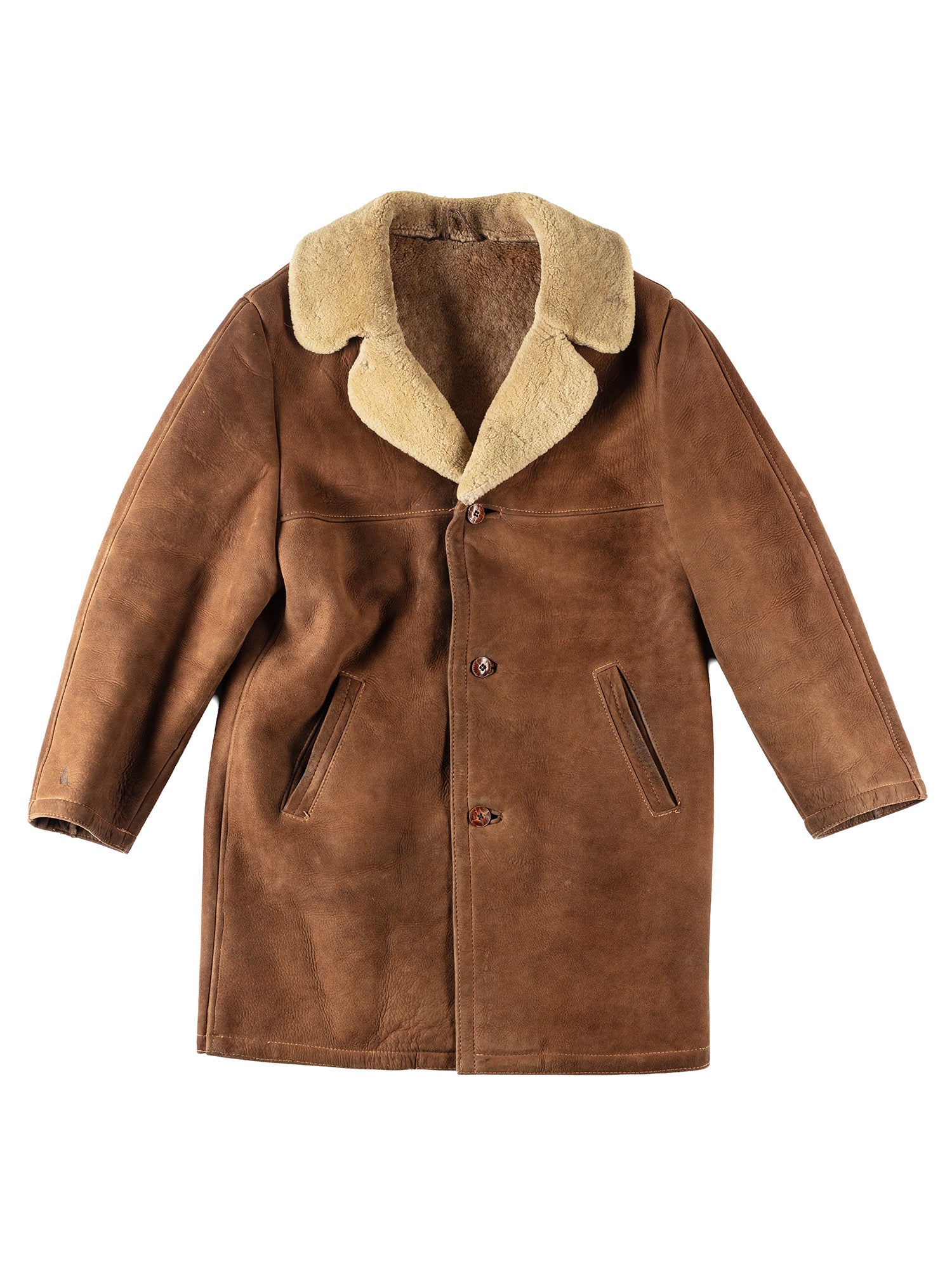 Vintage 70's Men Sheepskin Coat in Brown by Northern Grip