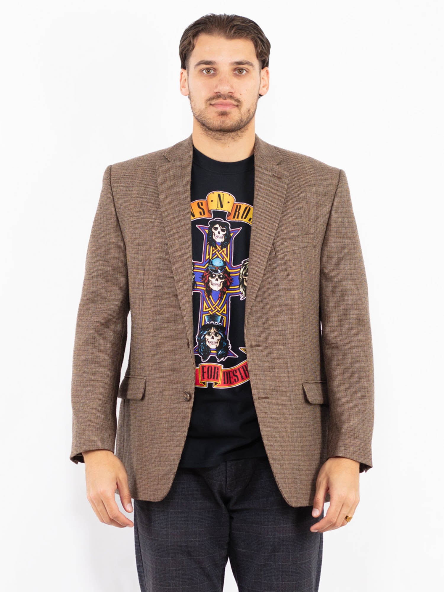 Vintage 90's Men Wool Blazer Jacket in Brown by Northern Grip