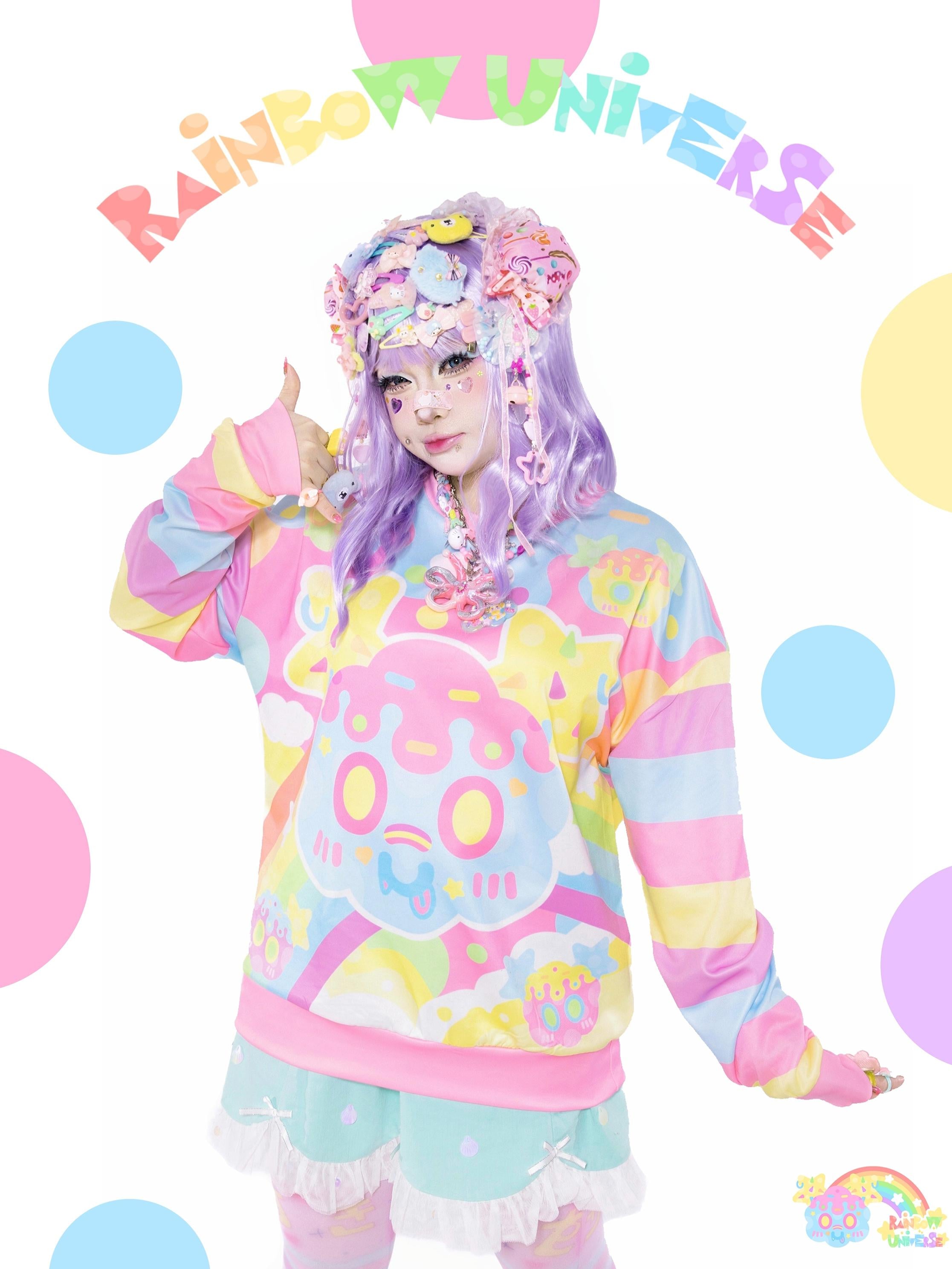 Decora Kei Pastel Hoodie - Rainbow Galaxy Rux Soft Colorful Sweatshirt by Land Decora