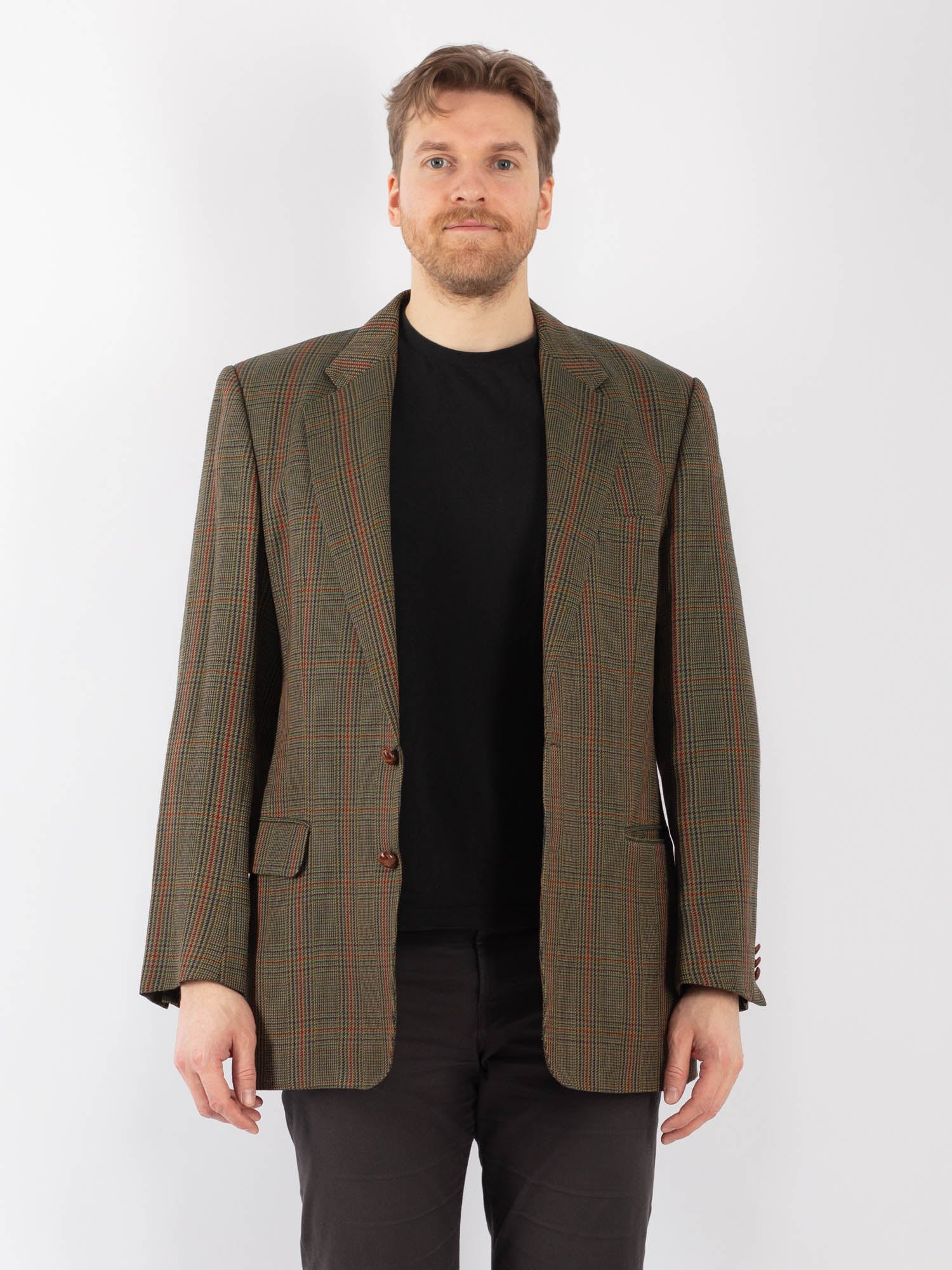 Vintage 90's Men Wool Blazer Jacket in Green by Northern Grip