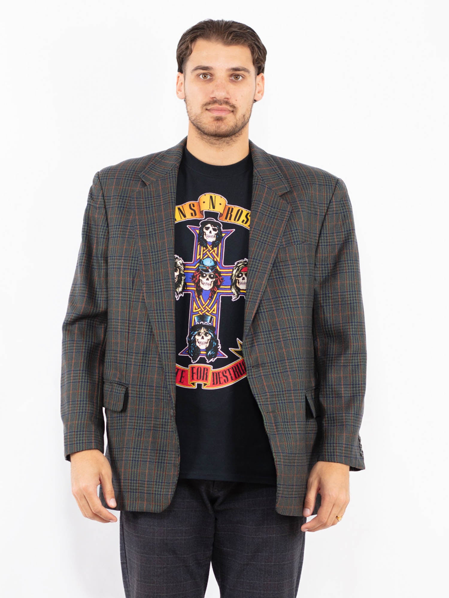 Vintage 90's Men Wool Blazer Jacket in Multi by Northern Grip
