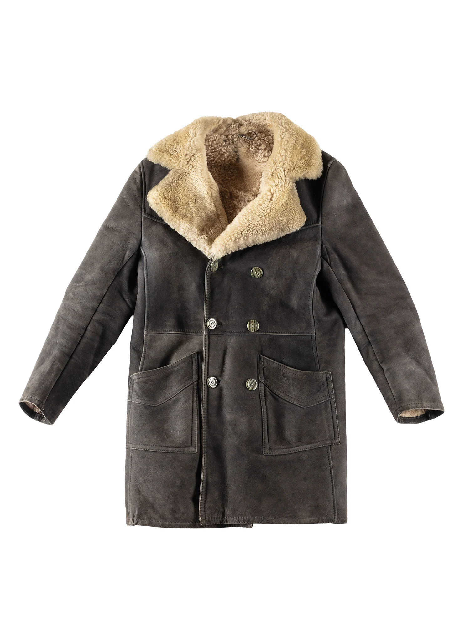 Vintage 70's Men Sheepskin Coat in Gray by Northern Grip