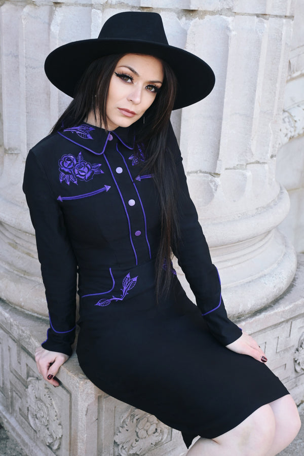 June Dress Black/Purple by KATAKOMB