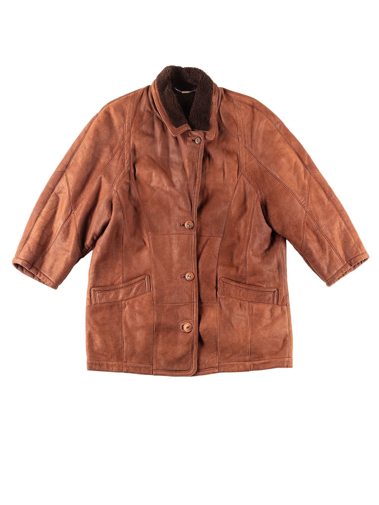 Vintage 80's Women Sheepskin Coat in Brown by Northern Grip