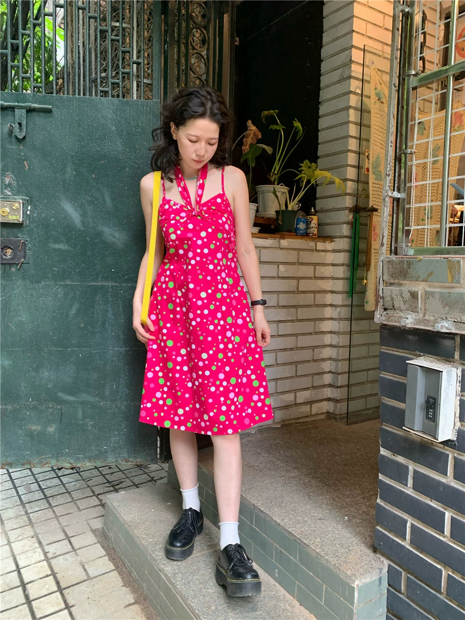 Kawaii Retro Sundress – Dragonfruit Dot – dodoroom by Land Decora
