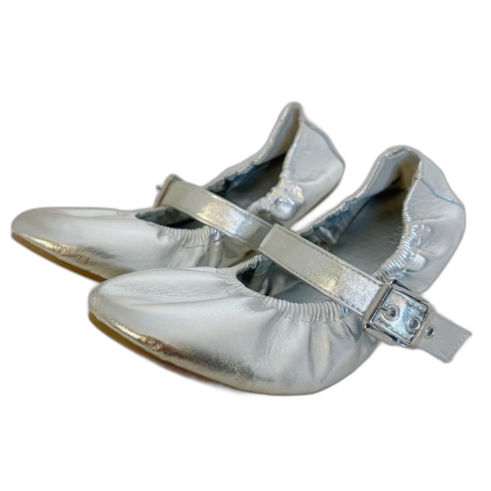 Like New Forever 21 Silver Metallic Ballet Flats Buckle Women's Size 9 by Hot Girl Secondhand