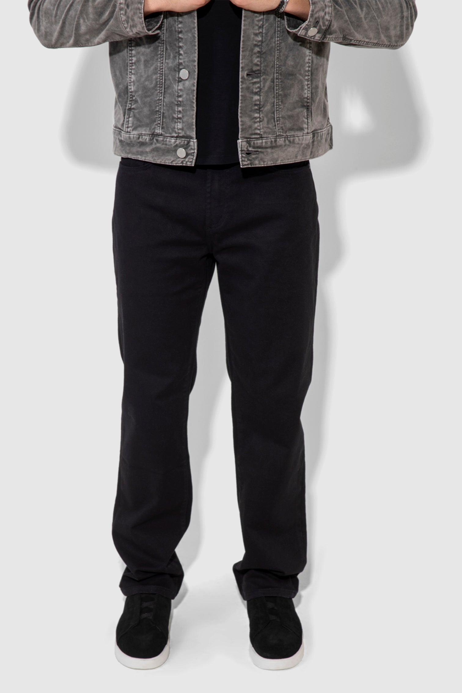 Caine Noir Stretch Straight Leg Jean by MONFRERE