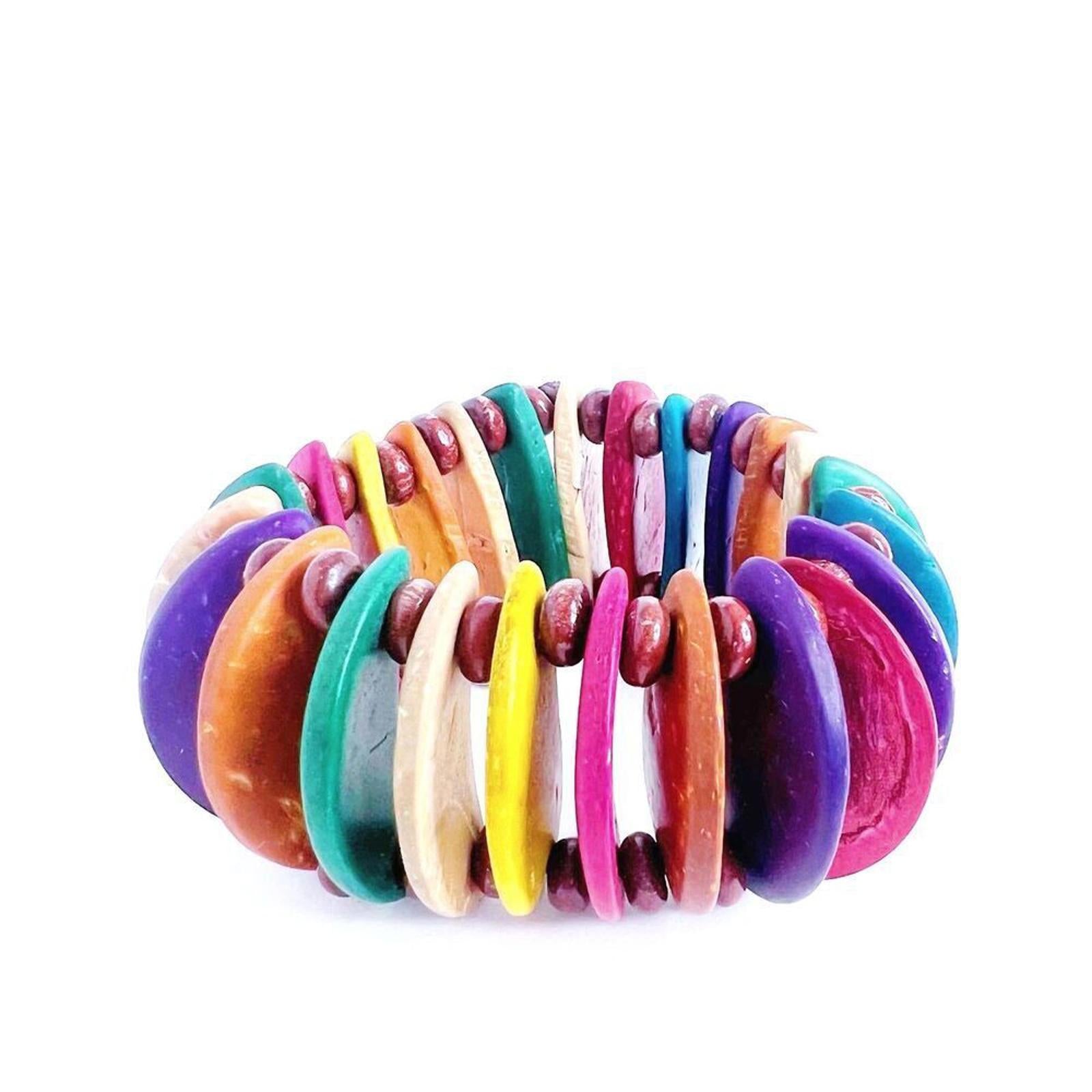 Colorful Coconut Shell Bracelet Rainbow Multicolored Vacation Summer I by Hot Girl Secondhand