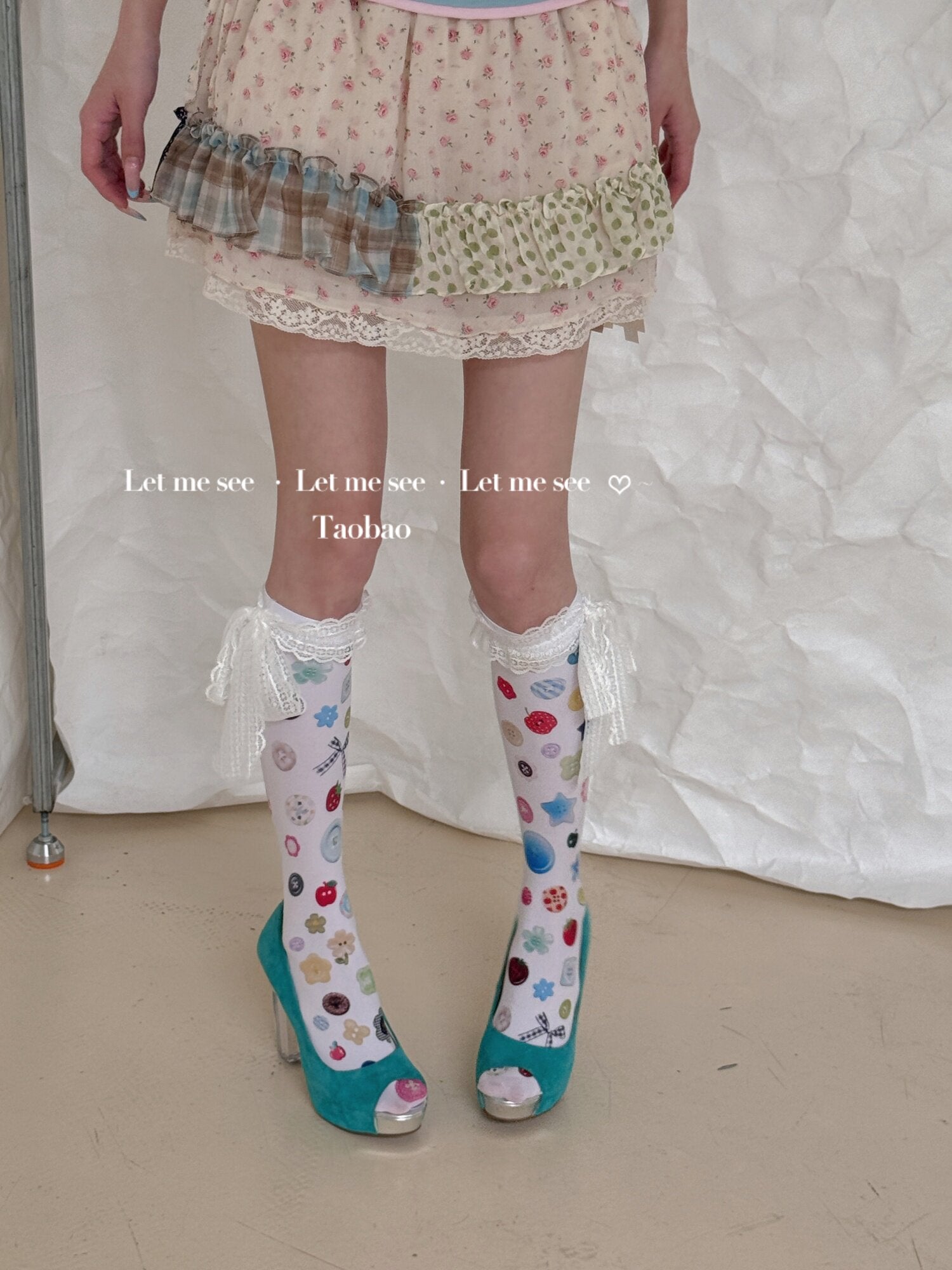 Kawaii Lace Mid Socks - LET ME SEE by Land Decora