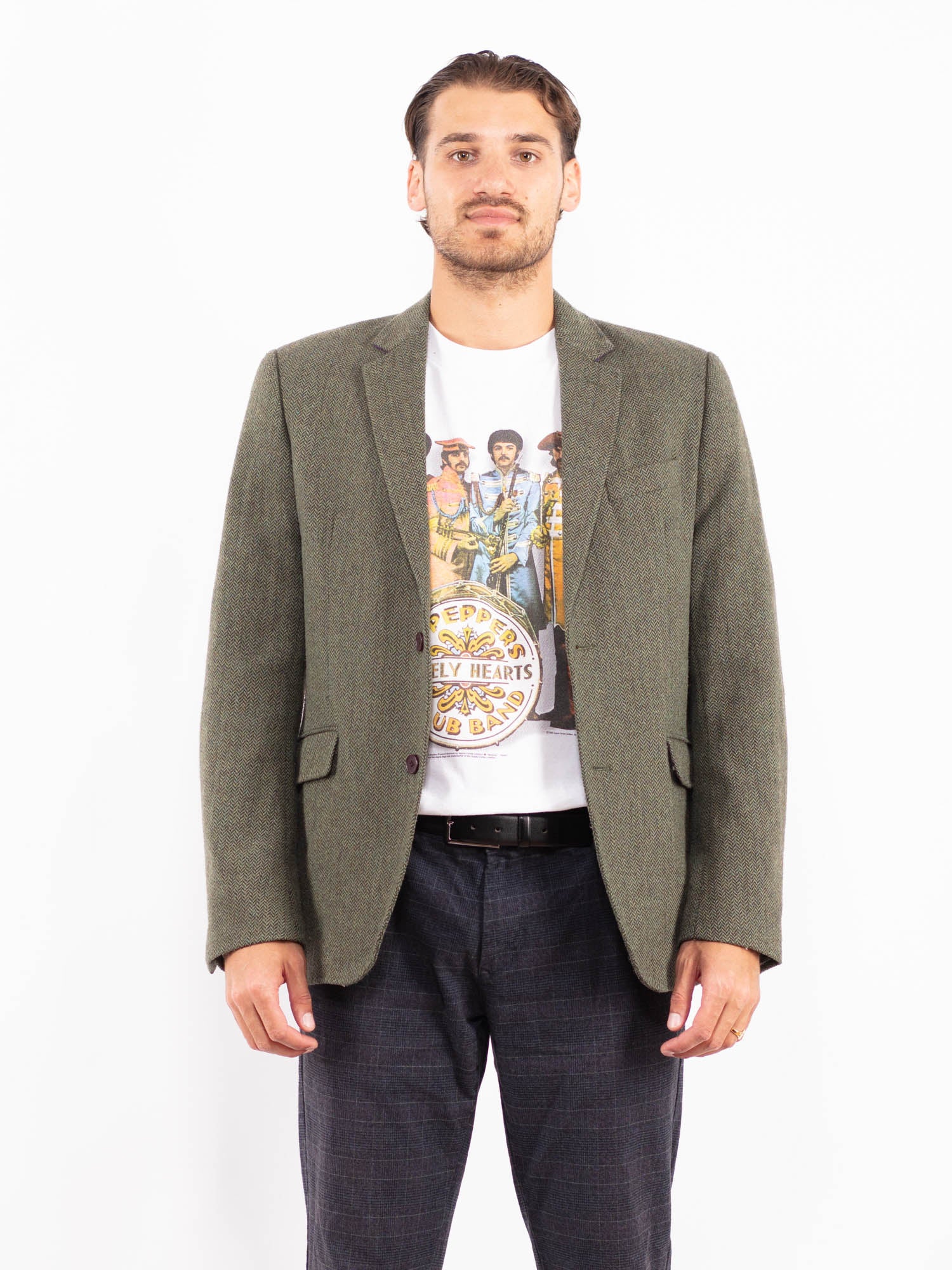 Vintage 90's Men Wool Blazer Jacket in Green by Northern Grip