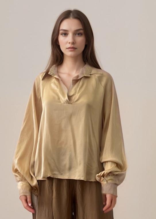 Ibiza Solid Blouse in Caramel by Sierra Deene